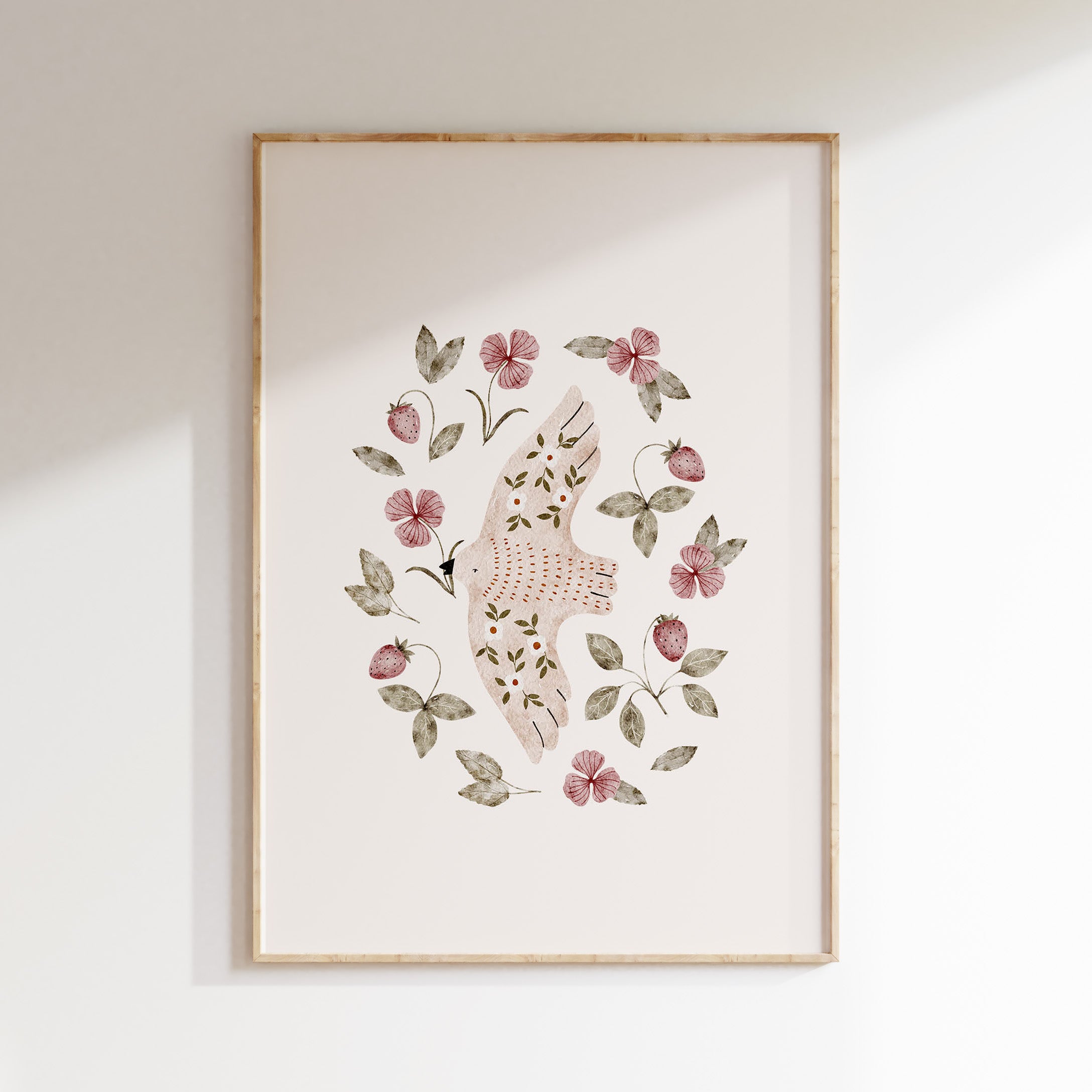 Kinderkamer poster - Vogel en Lente Bloemen | Spring Garden
