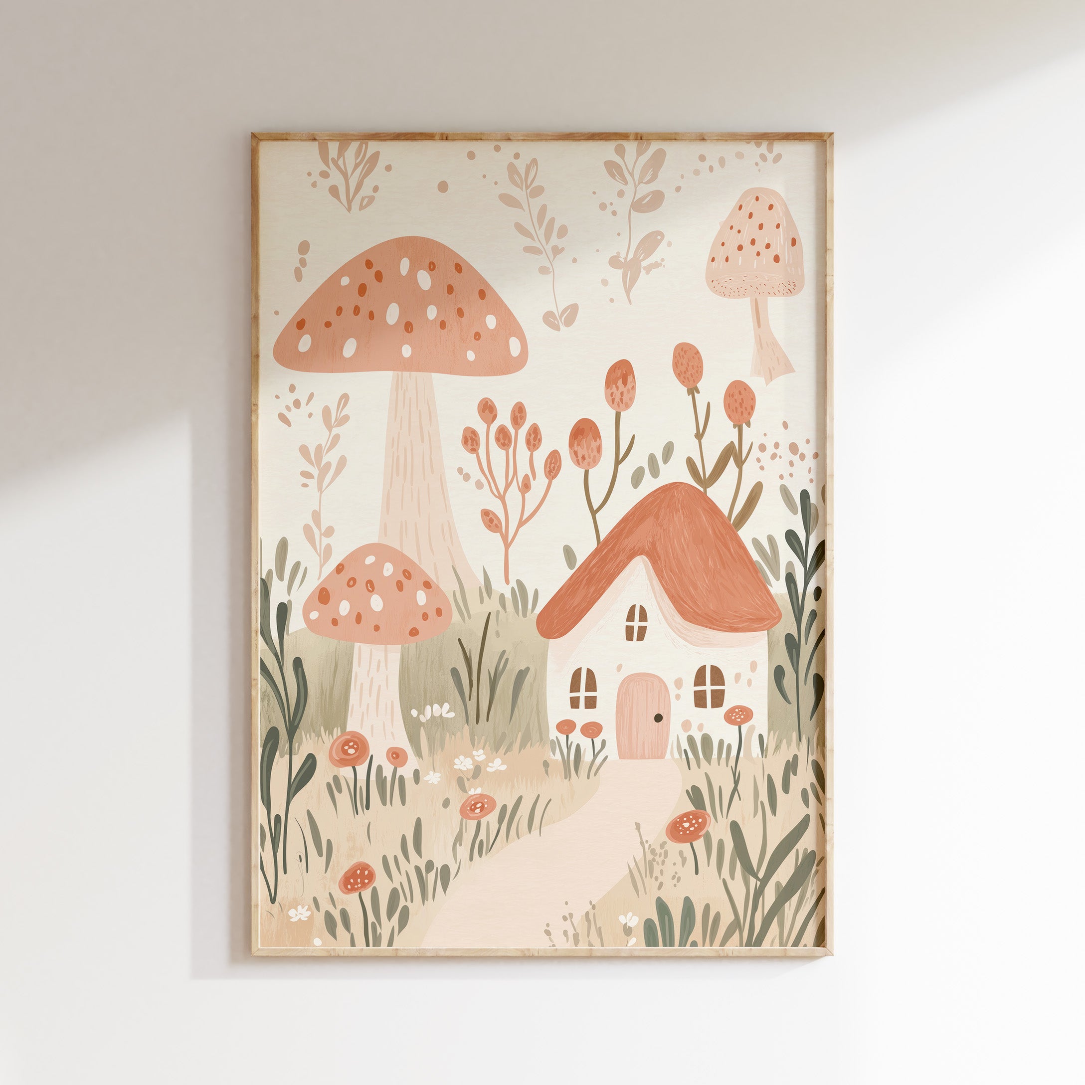 Kinderkamer print - Paddenstoelen huisje