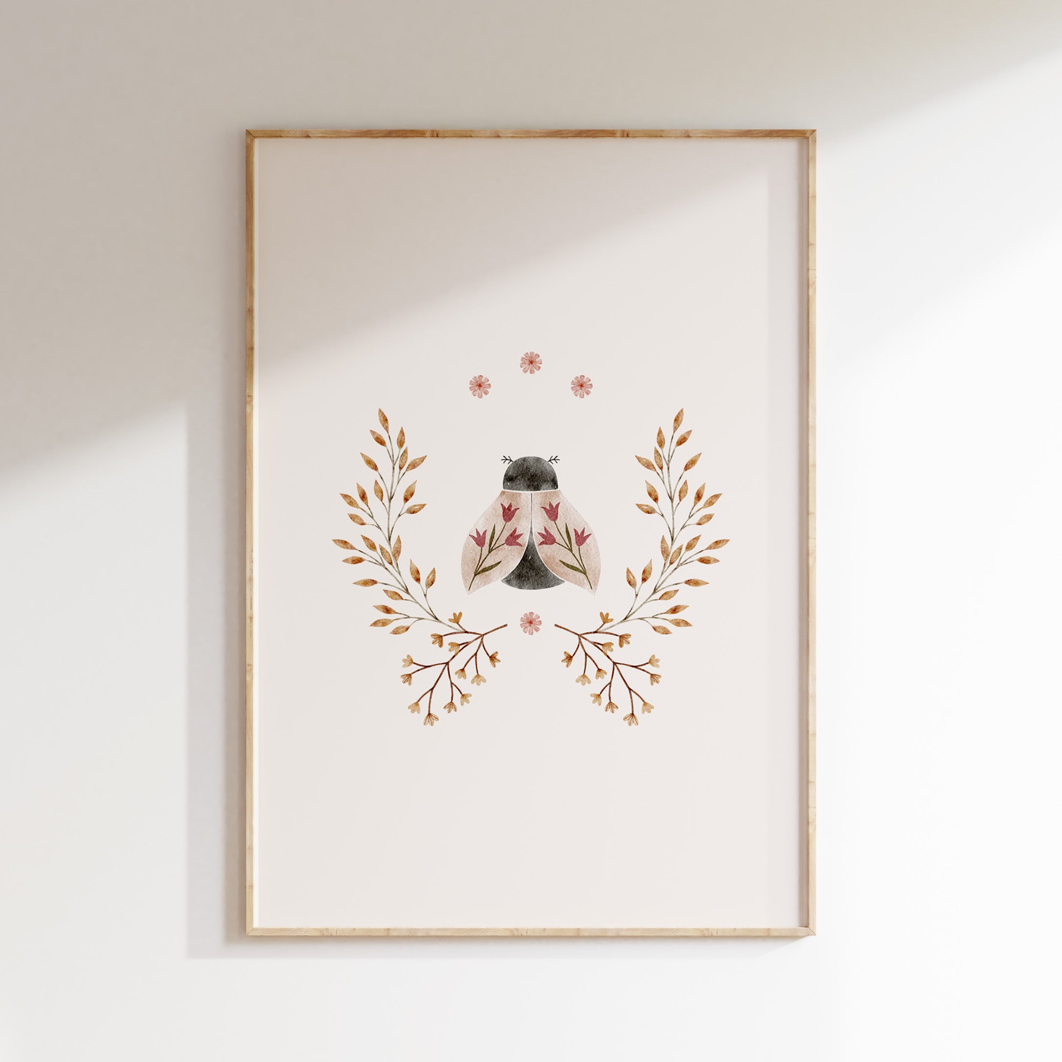 Kinderkamer poster - Botanische Kever met Bloemenkrans | Spring Garden