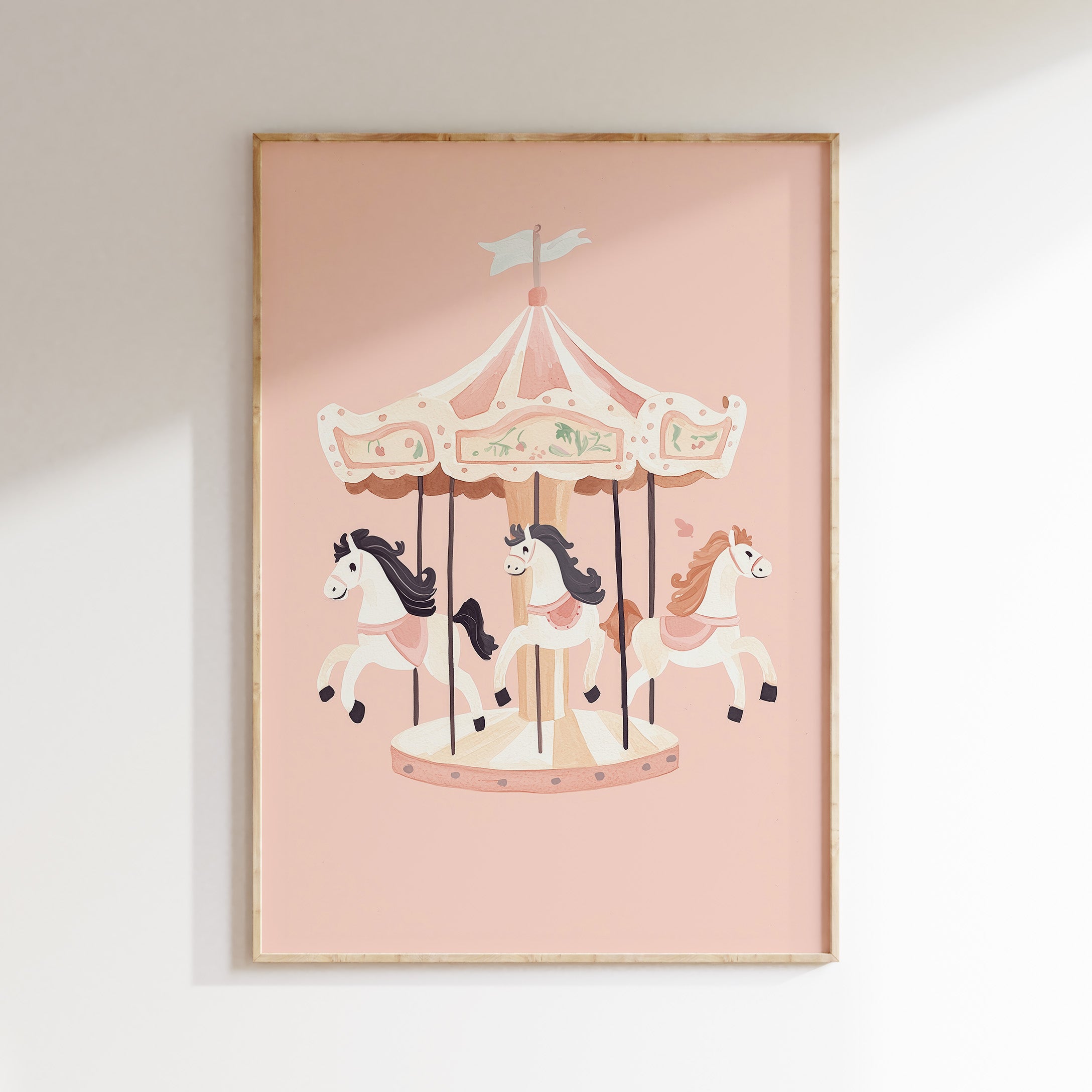 Kinderkamer print - Carousel paardjes