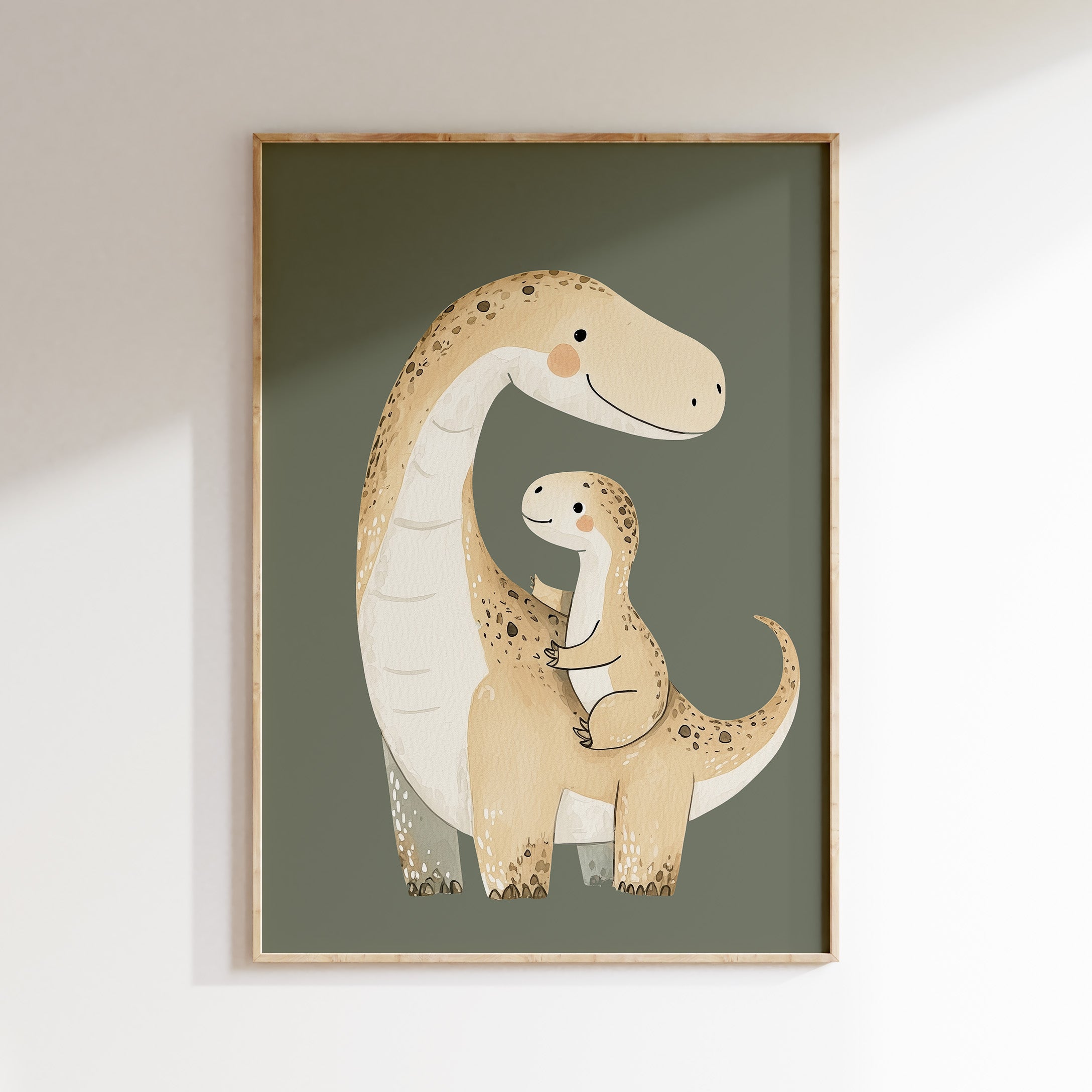 Kinderkamer print - Dino papa en baby