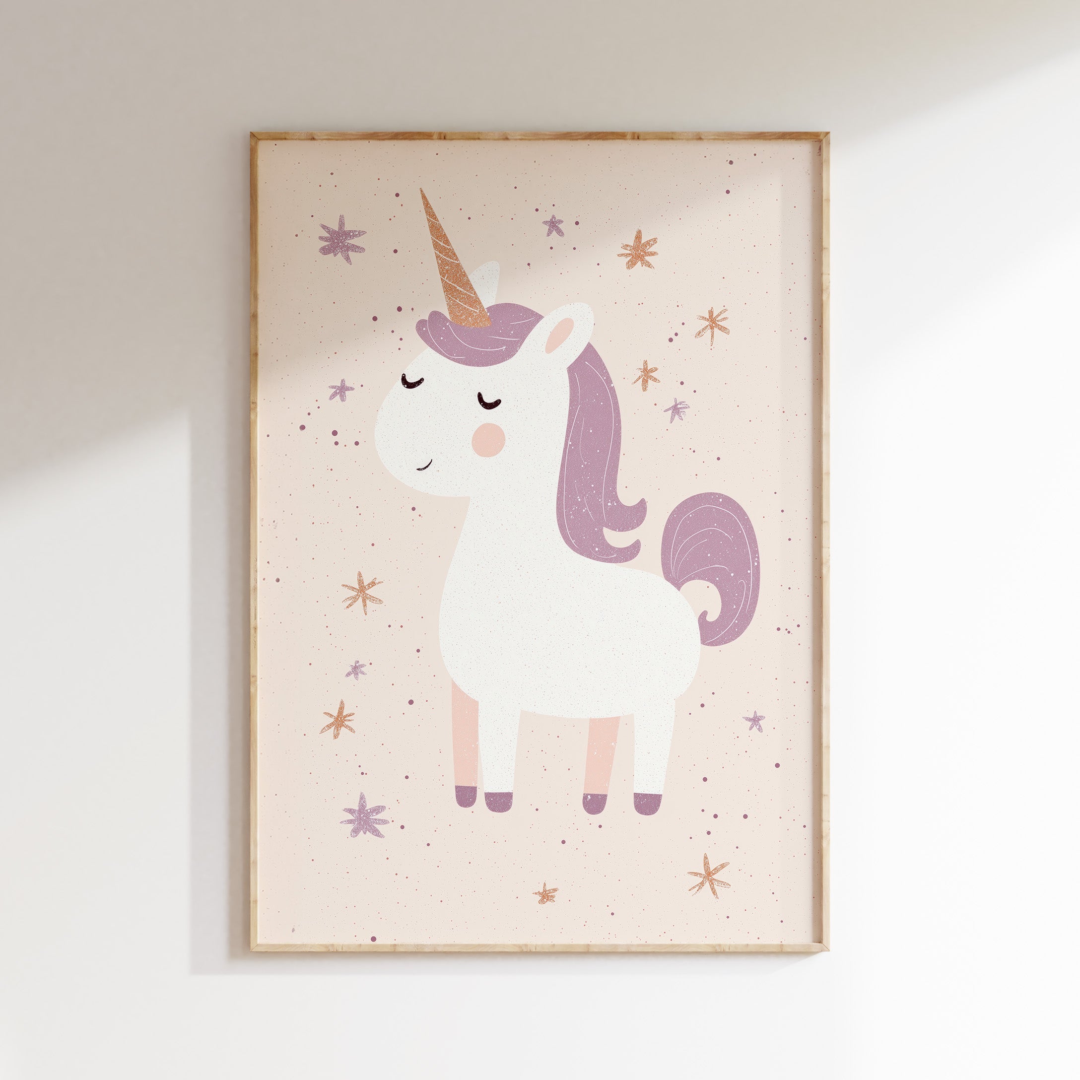 Kinderkamer print - Eenhoorn lila