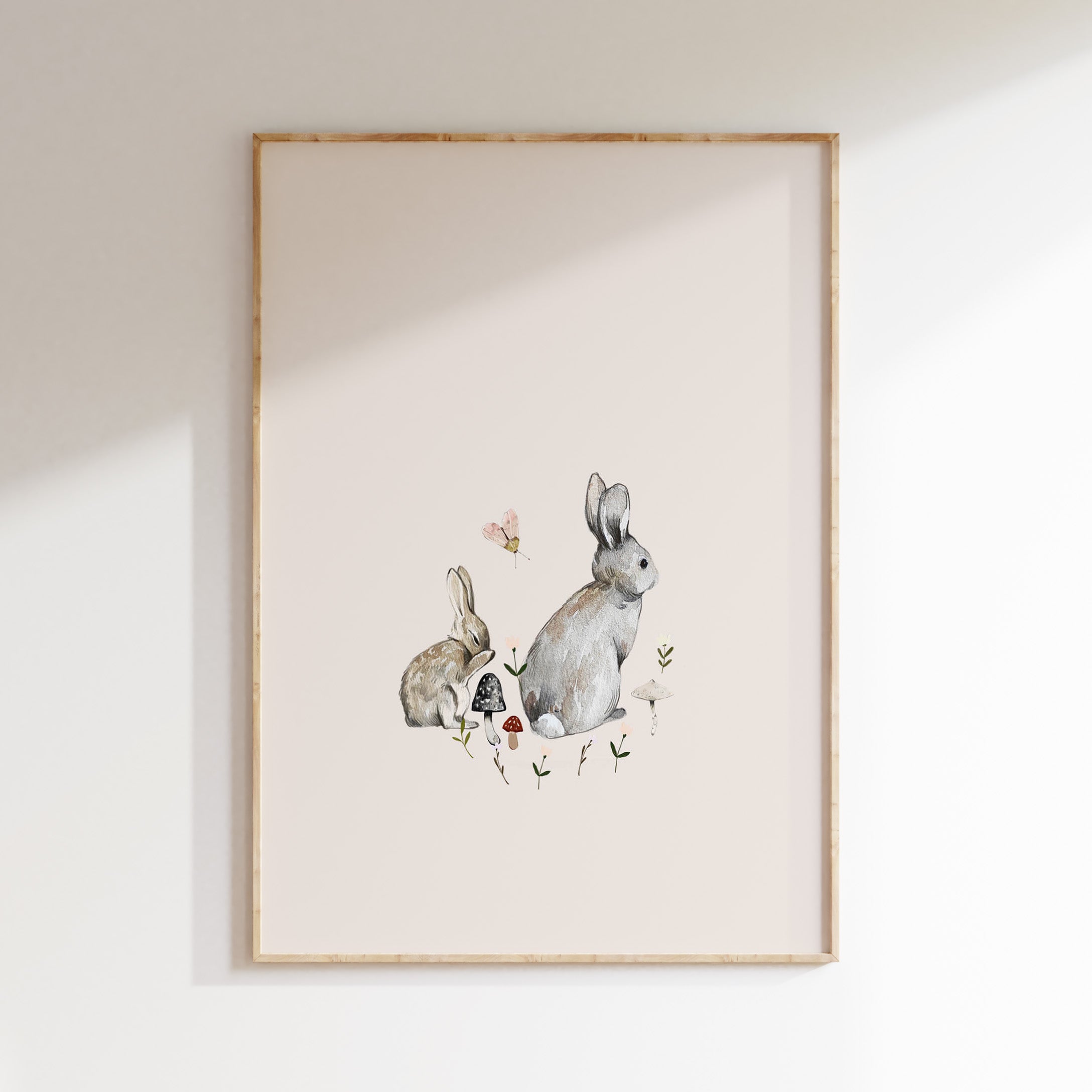 Kinderkamer poster - Haasjes in het bos | Bosdieren