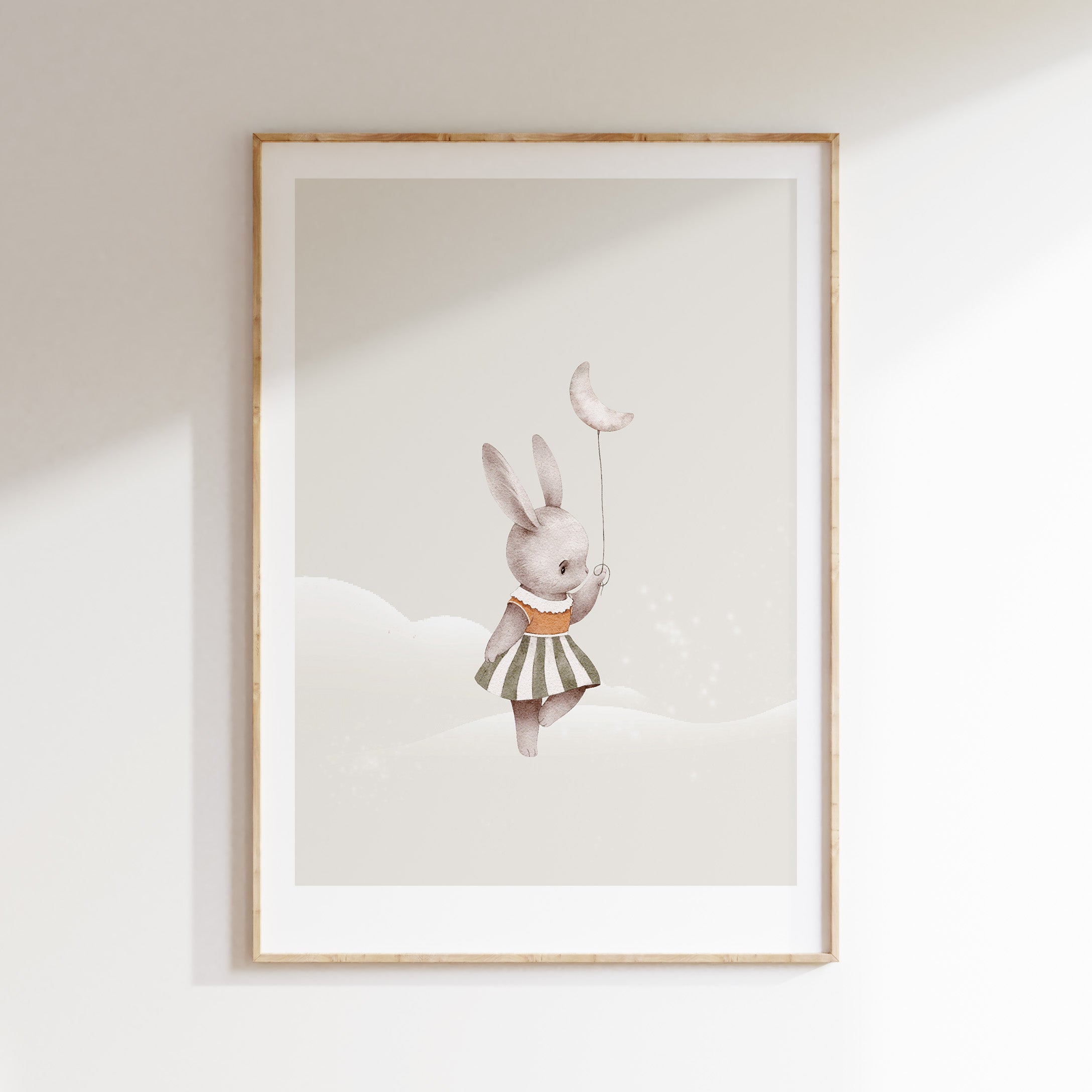 Kinderkamer poster - Konijntje met Maan Ballon | Night Parade