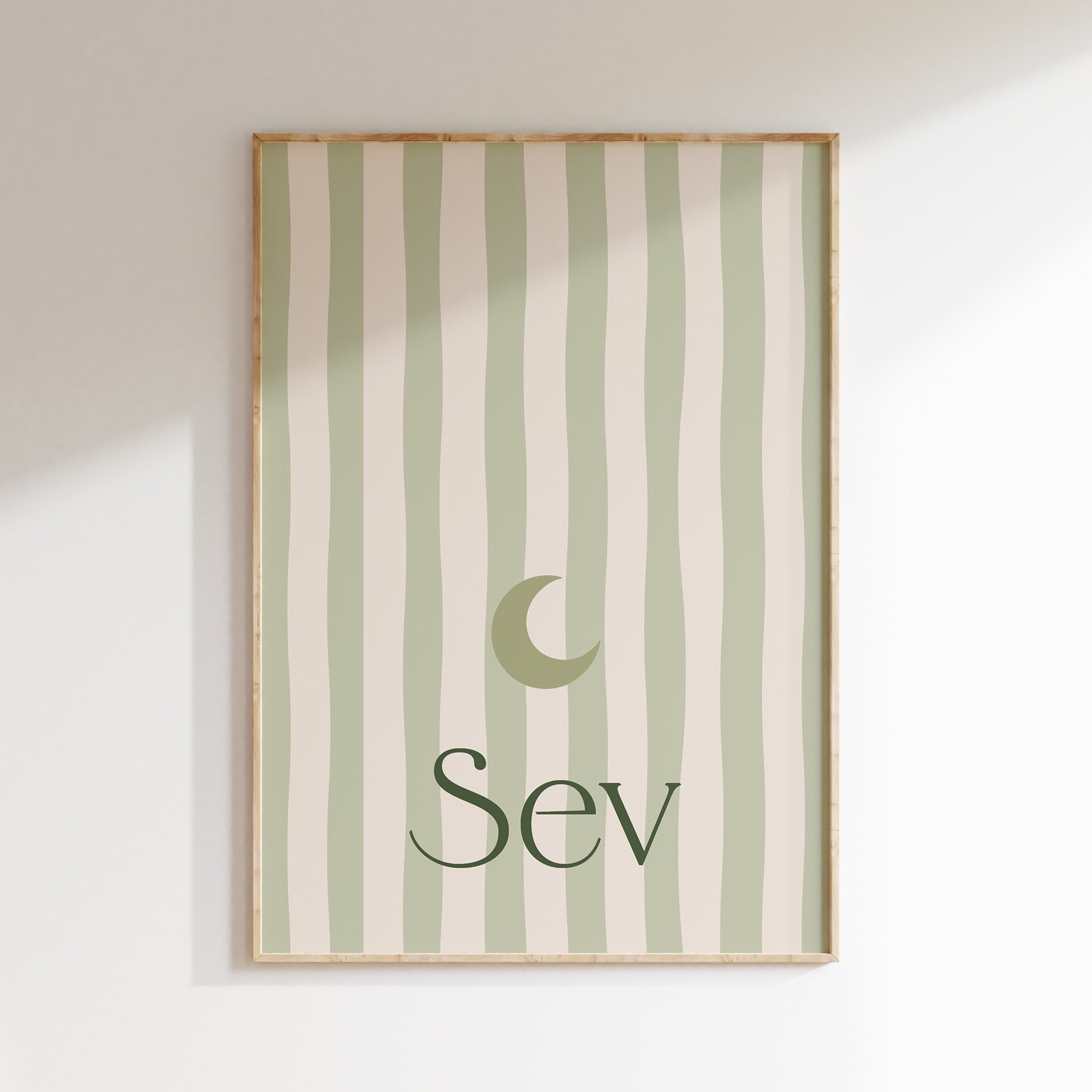 Geboorteposter Maanstrepen - zacht groen