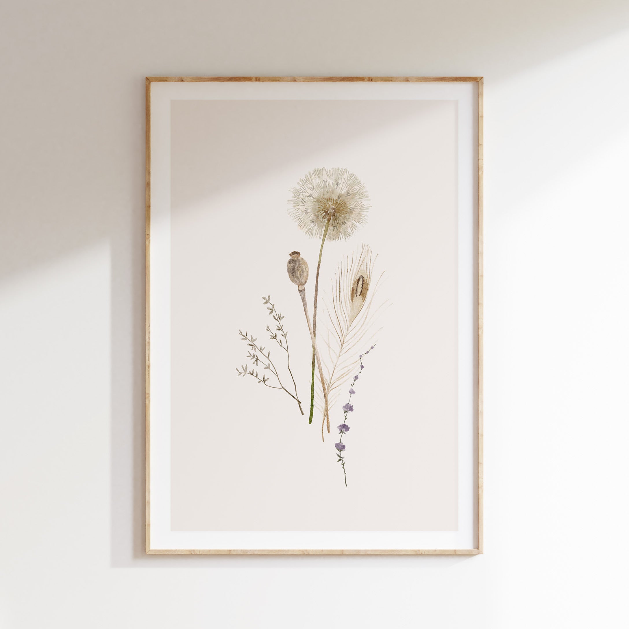 Kinderkamer poster - Plukboeket beige | Veldbloemen