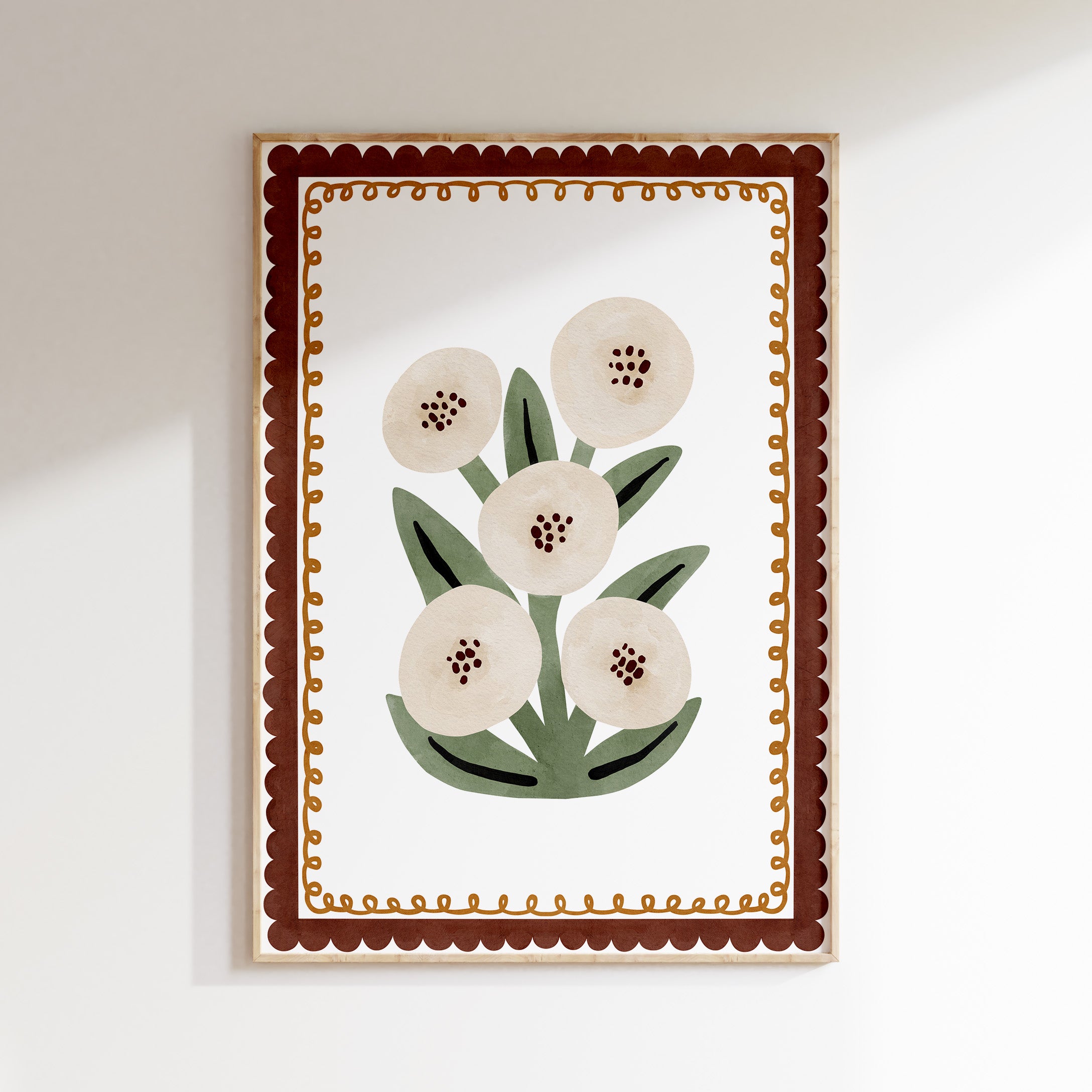 Retro kinderkamer poster - Bloemenillustratie