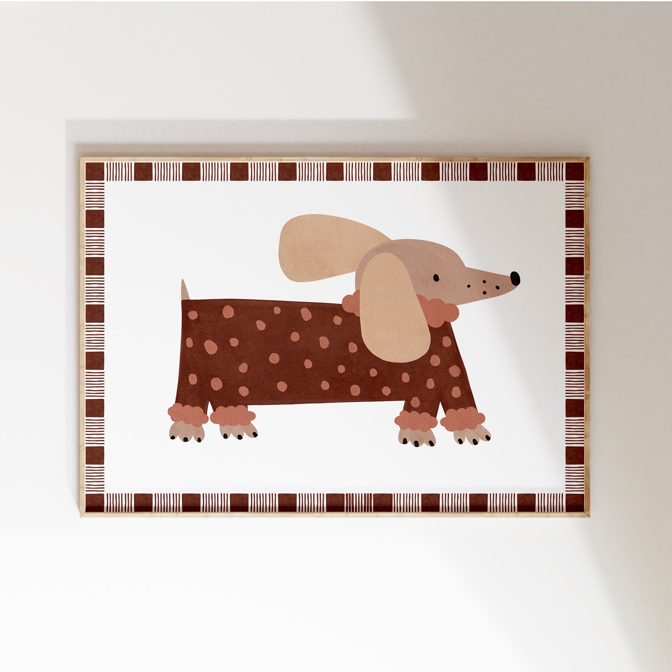 Retro kinderkamer poster - Hond met stippen
