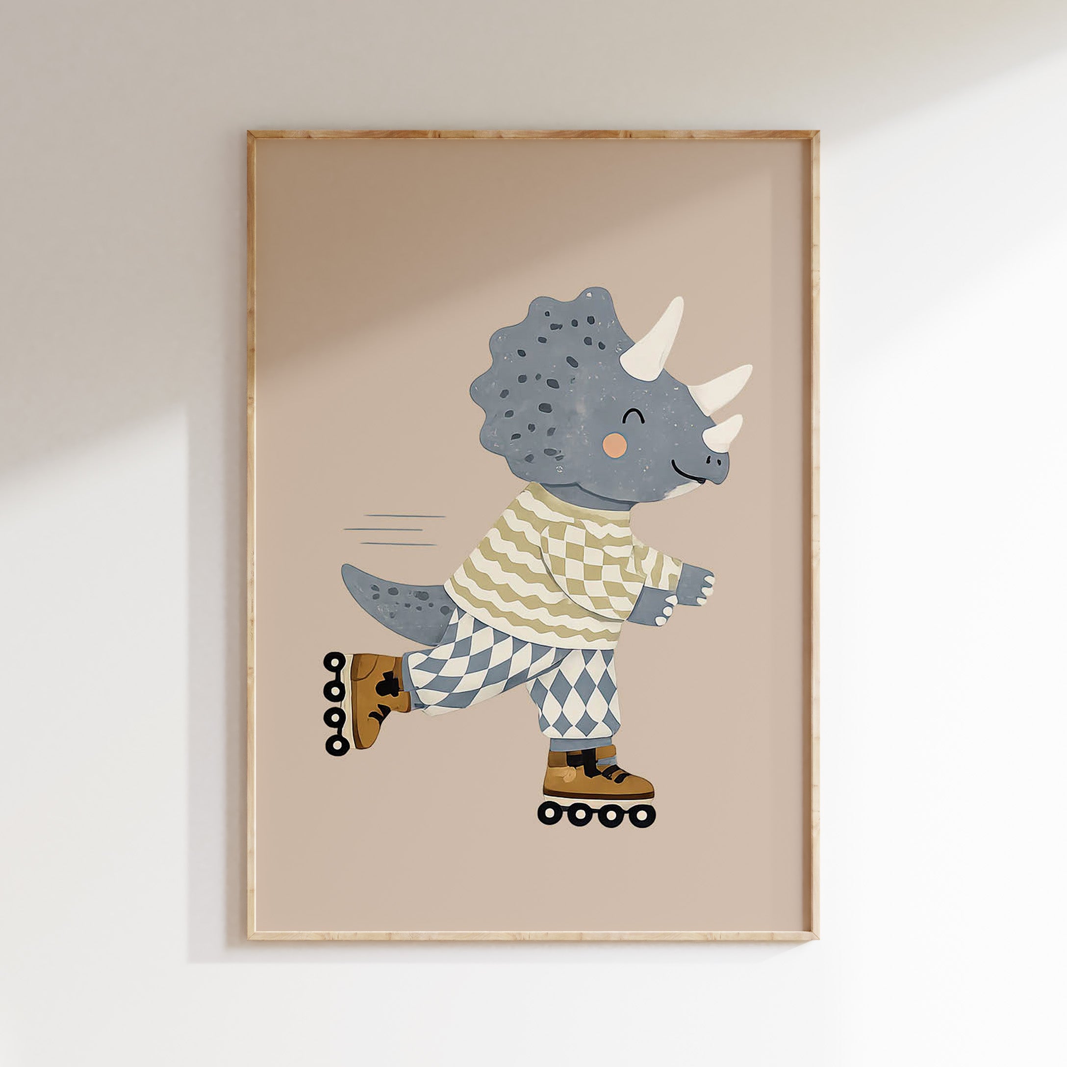 Children's room print - Rollerskate Dinosaur