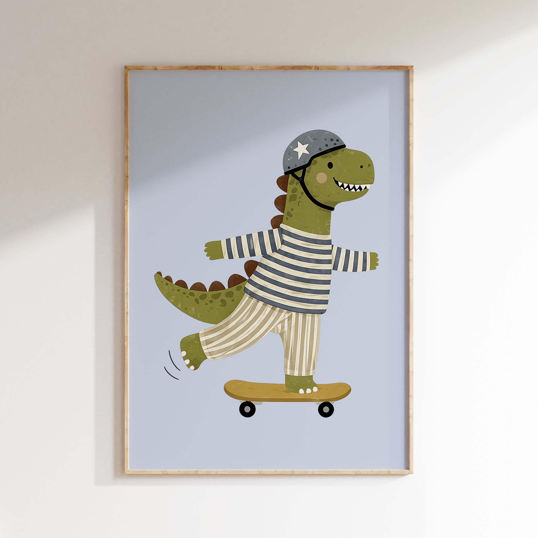 Children's room print - Skateboard Dinosaur