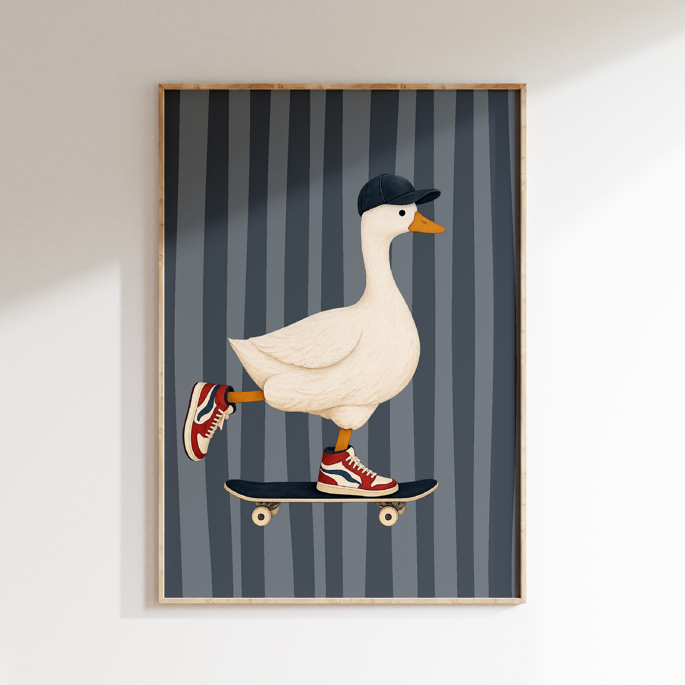 Kinderkamer poster - Stoere gans op skateboard