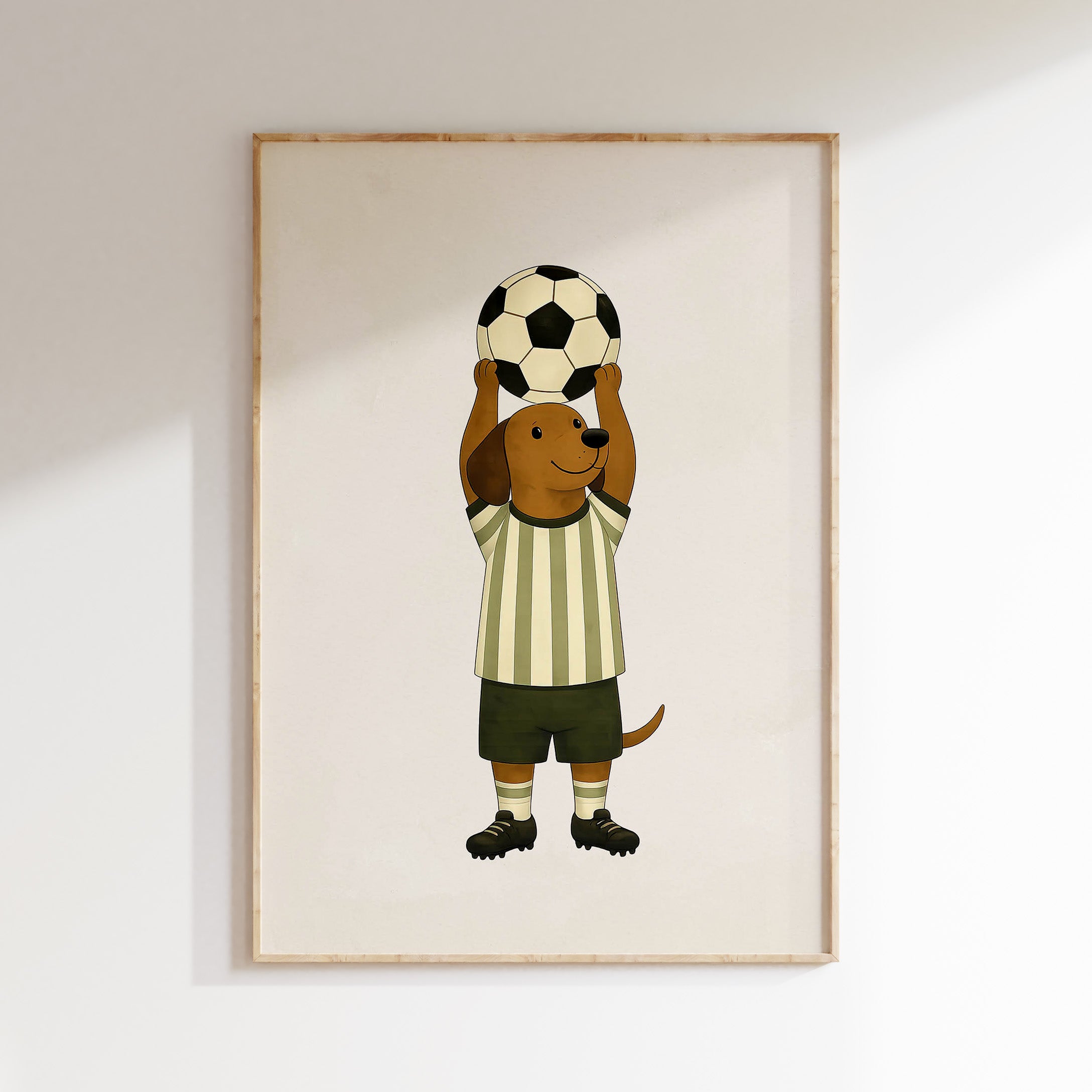 Kinderkamer poster - Voetbalhond met bal