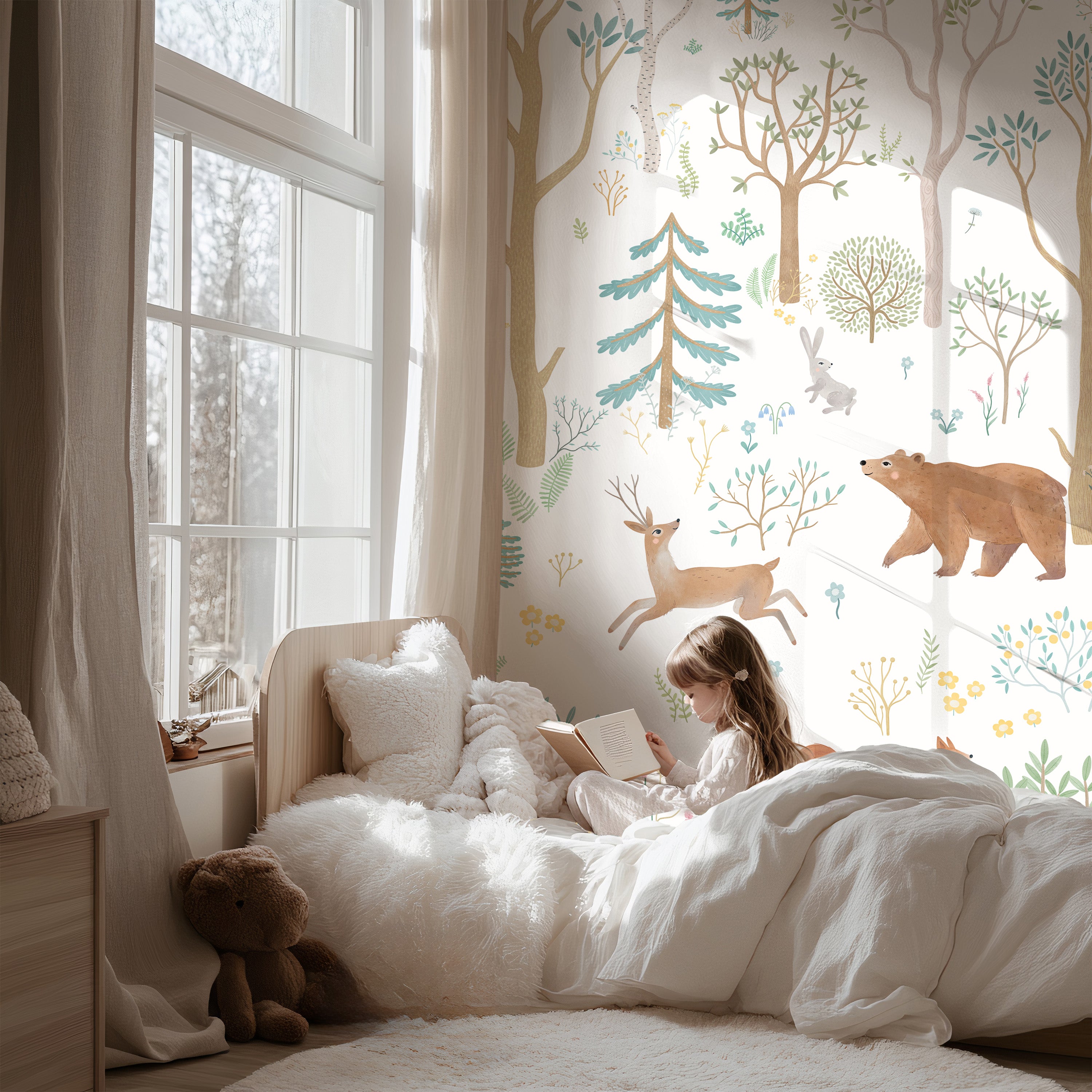 Collage wallpaper Animals in the forest