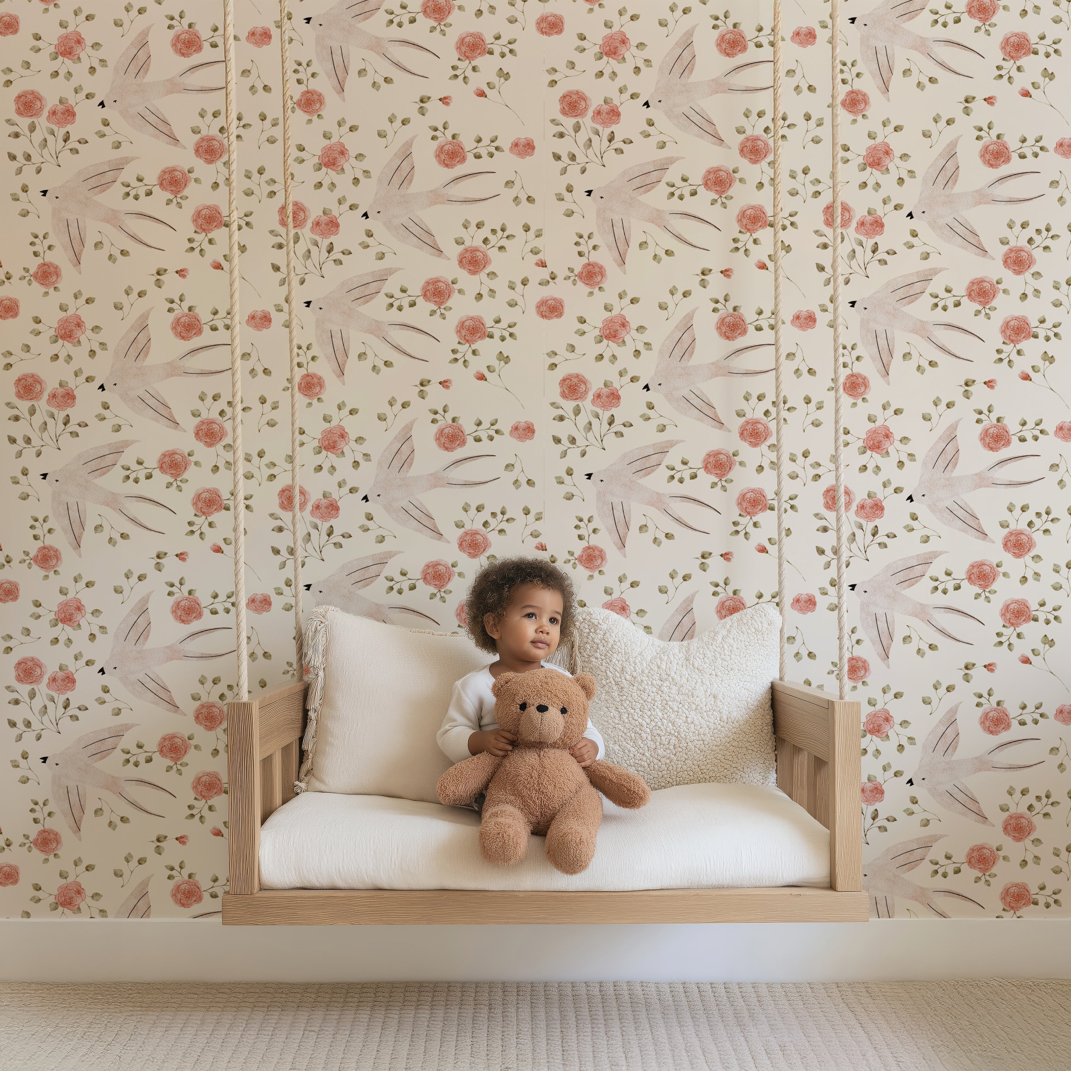 Wallpaper Rose Birds