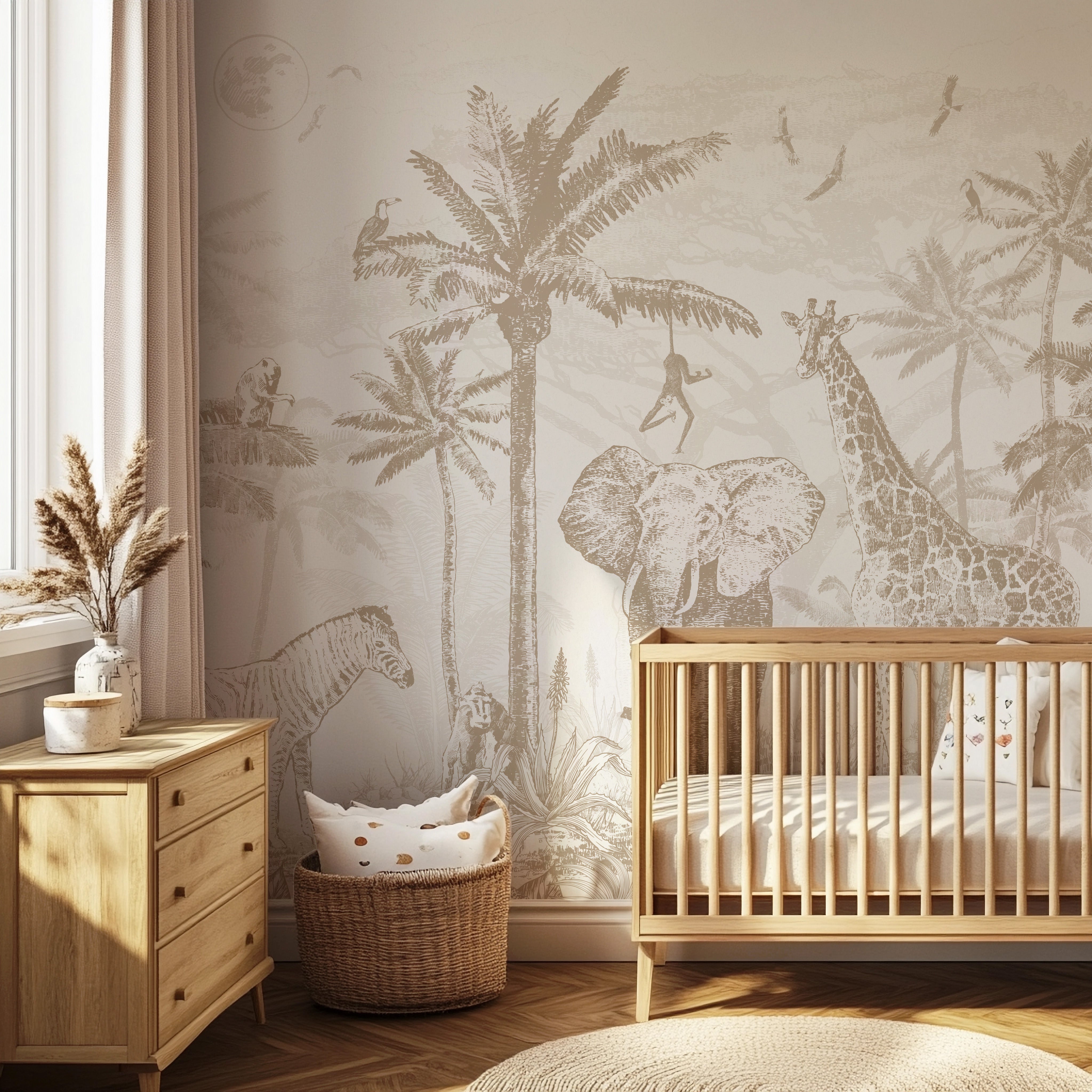 Collage behang Jungle - bruin