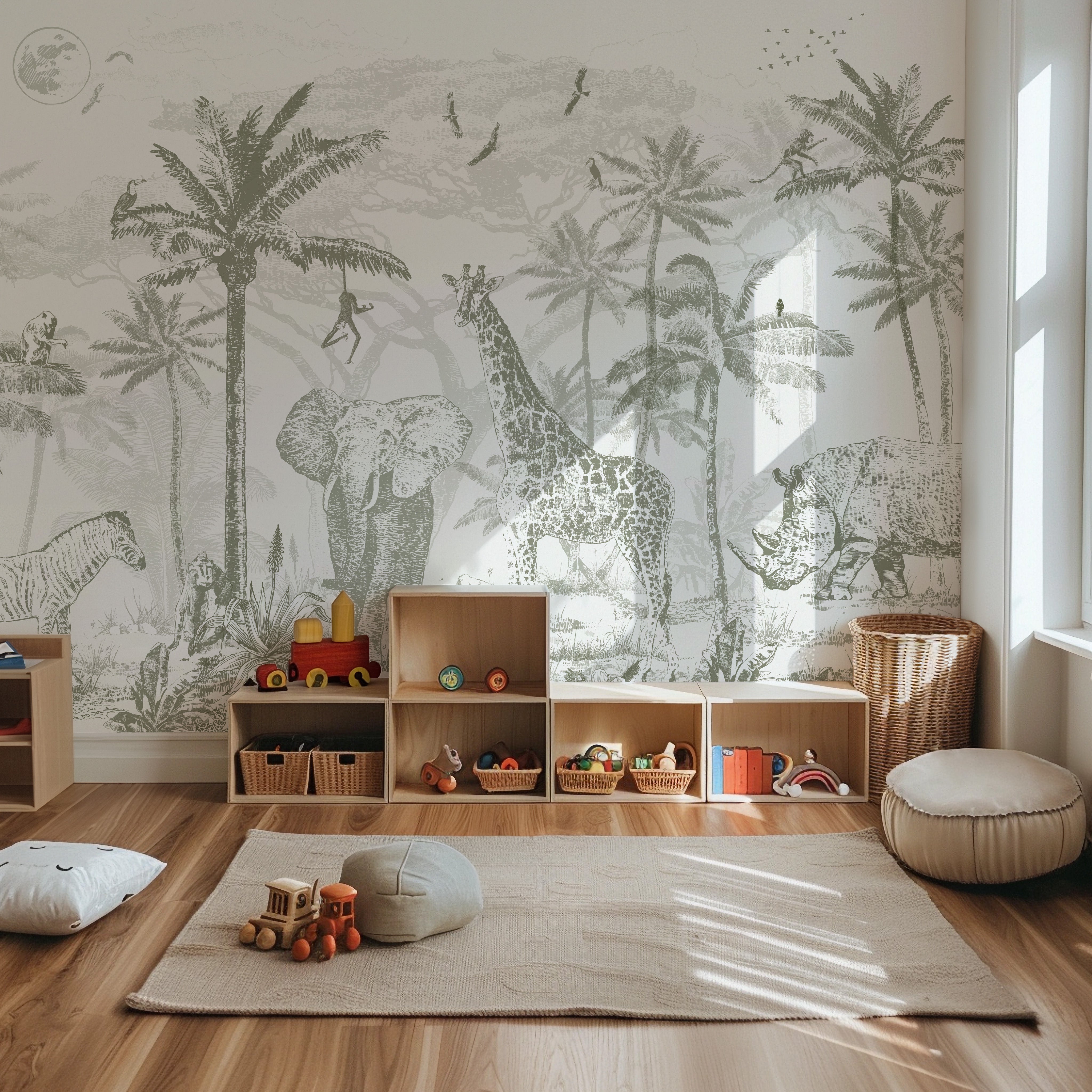 Collage wallpaper Jungle – forest green (offer)
