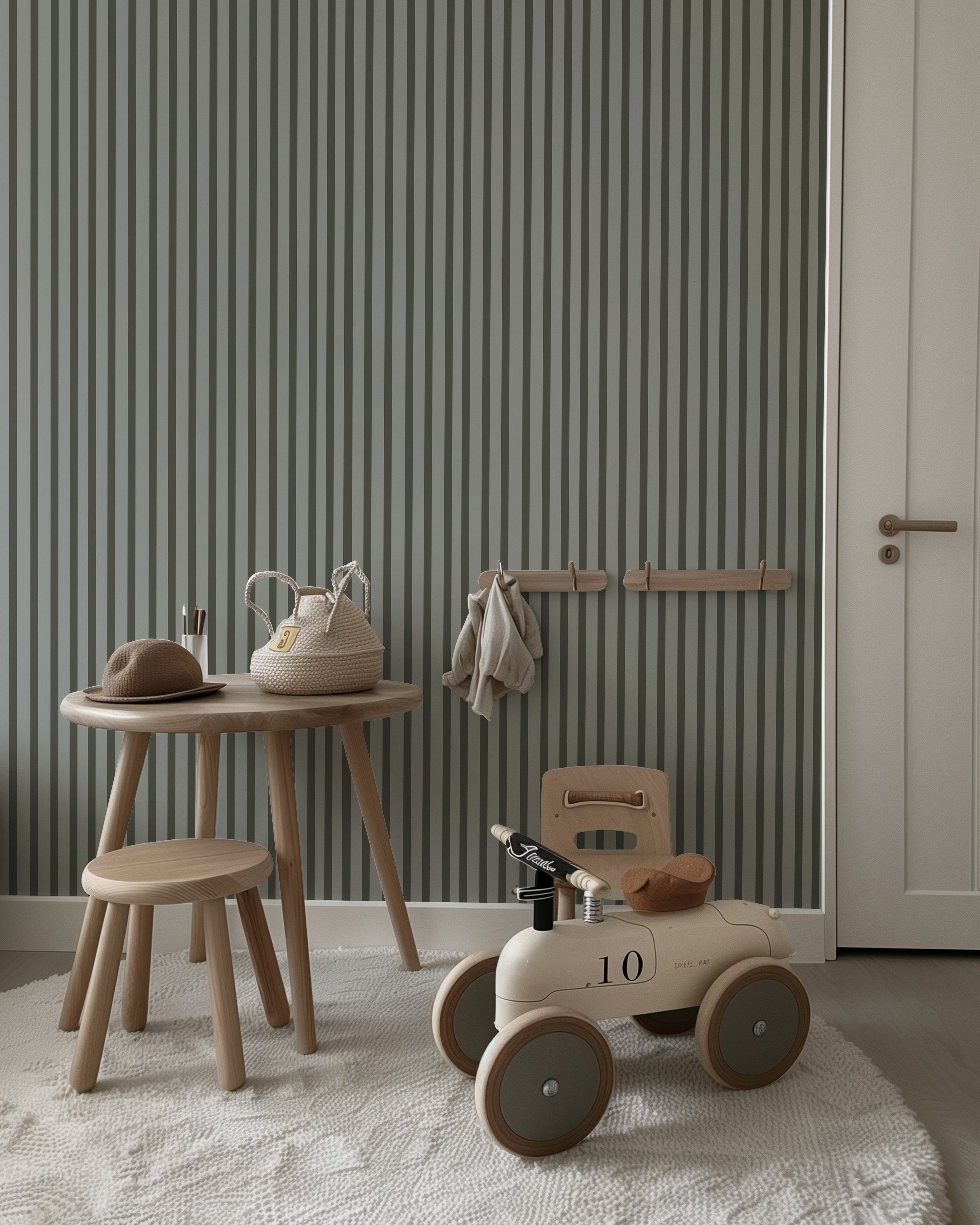 Behang Stripes - donkergroen (aanbieding)