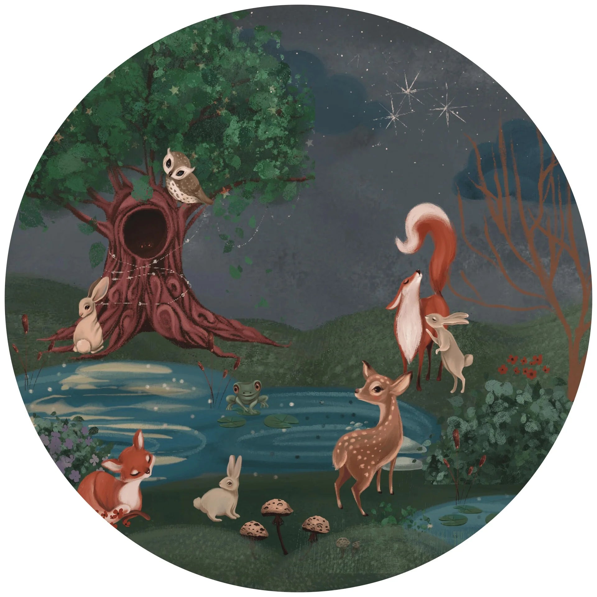 Behangcirkel - Enchanted Forest | donkerblauw