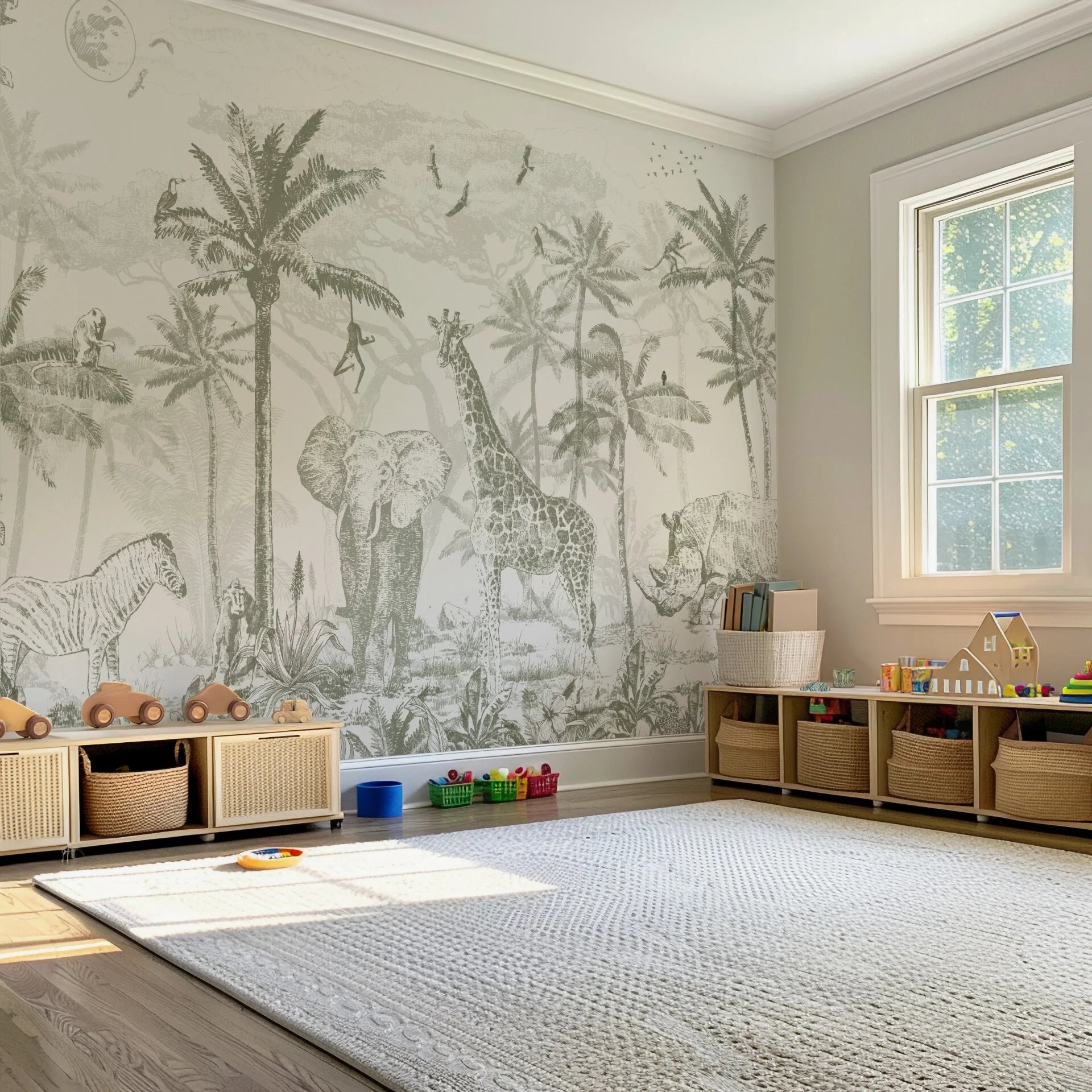 Collage behang Jungle - bosgroen