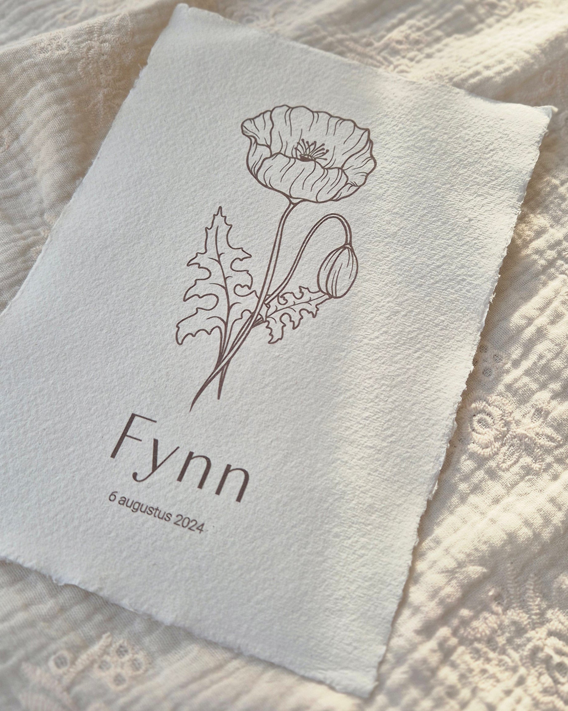 Handgemaakte poster geboortebloem augustus