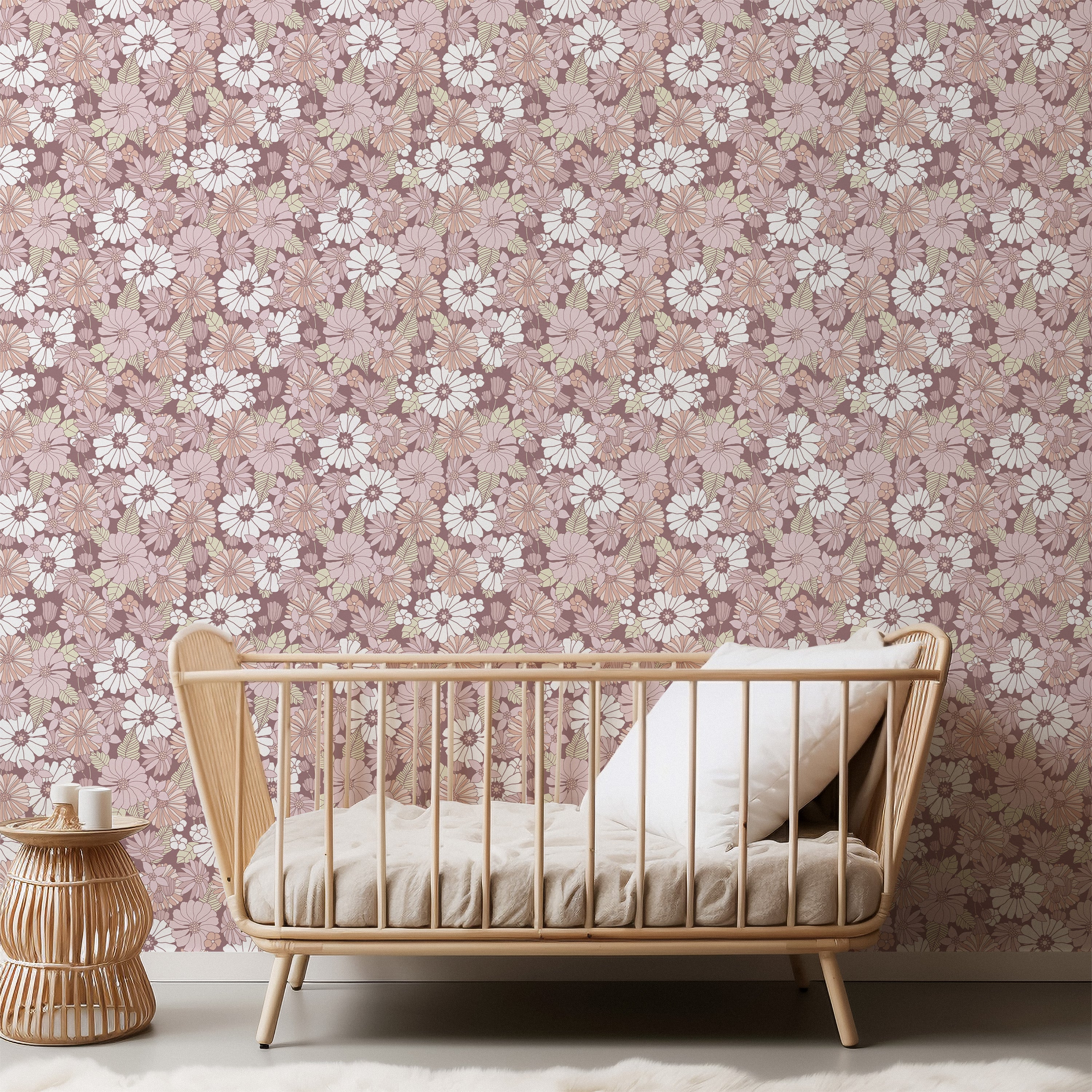Behang Retro Flowers - lila