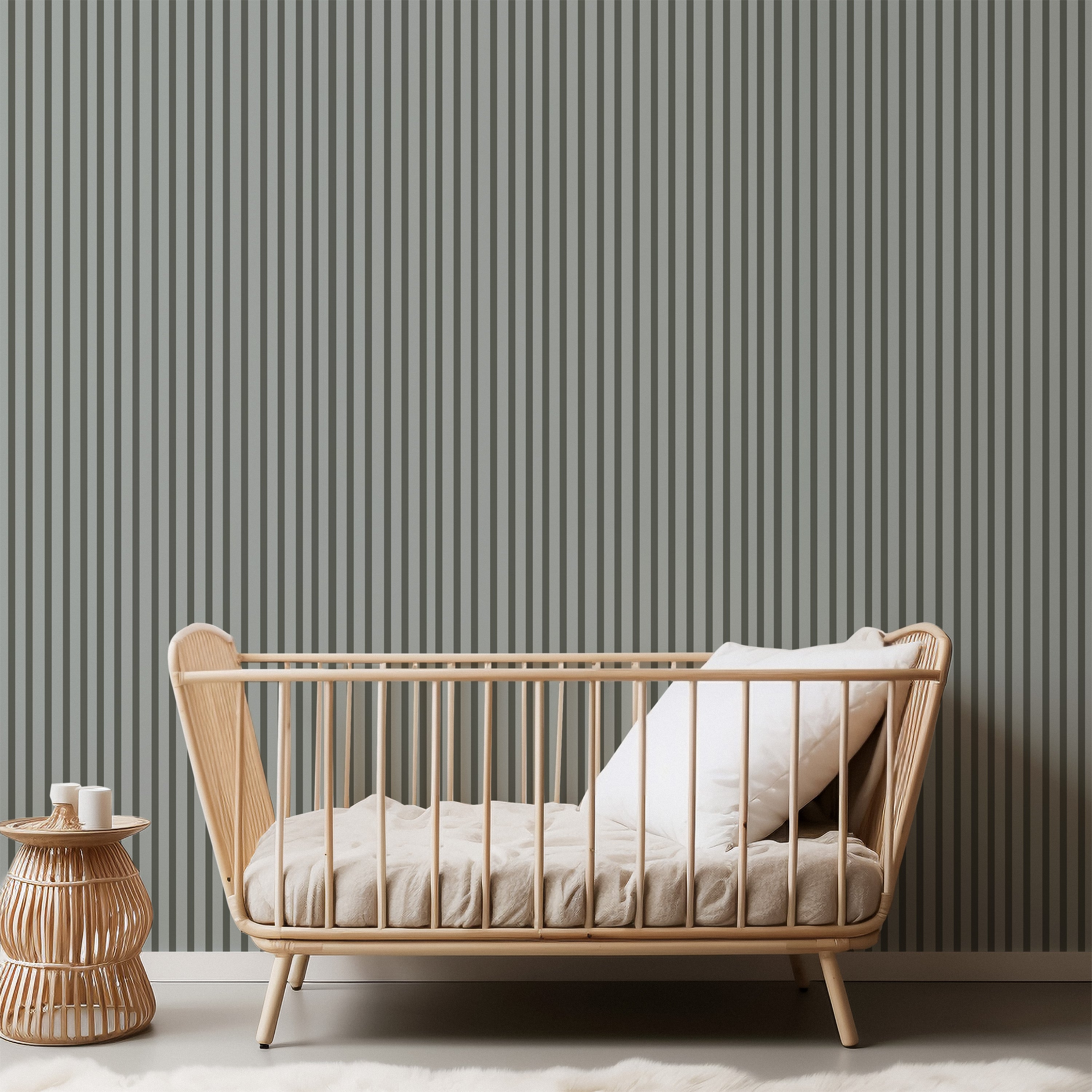 Behang Stripes - donkergroen (aanbieding)