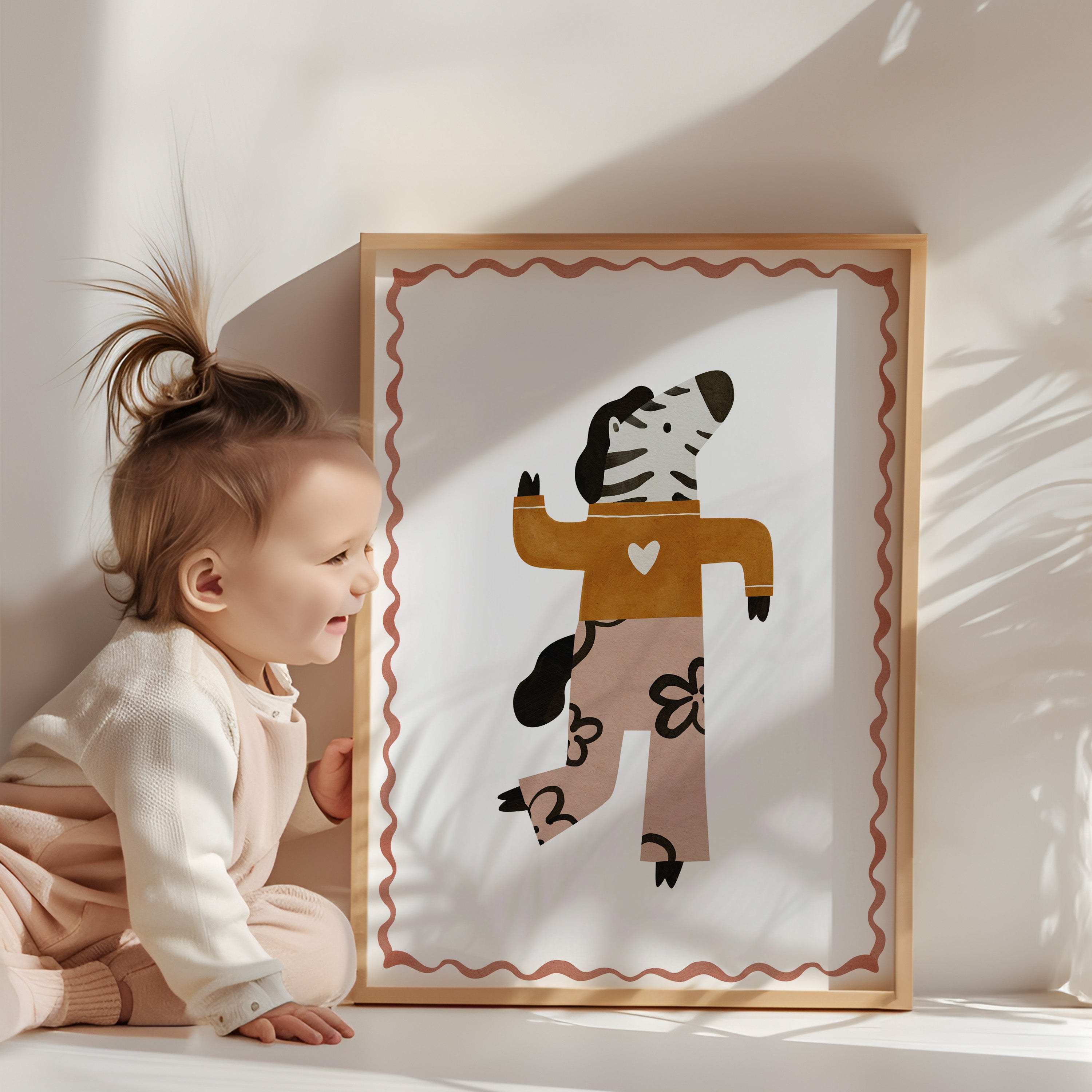 Retro kinderkamer poster - Zebra met hartje