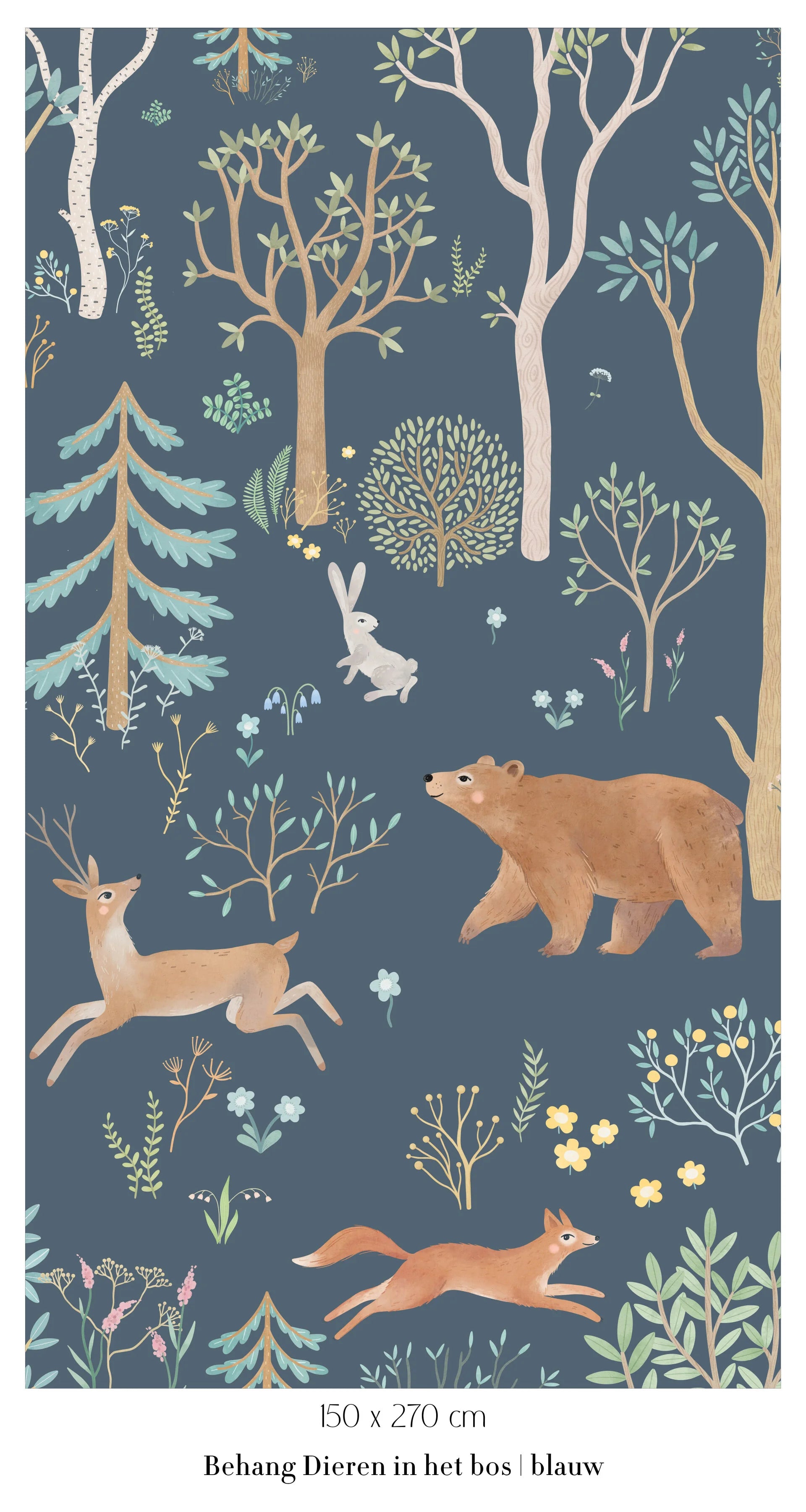 Collage behang Dieren in het bos - blauw