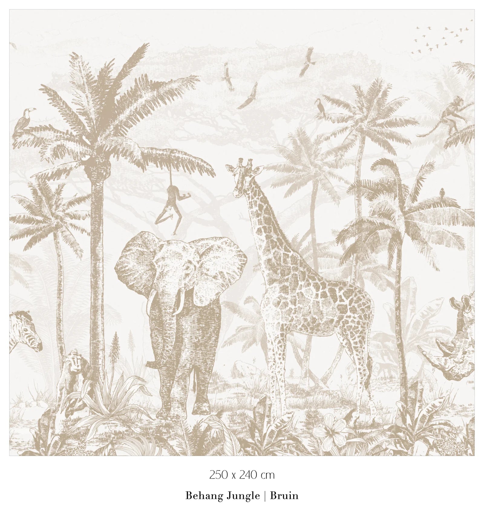 Collage wallpaper Jungle - brown