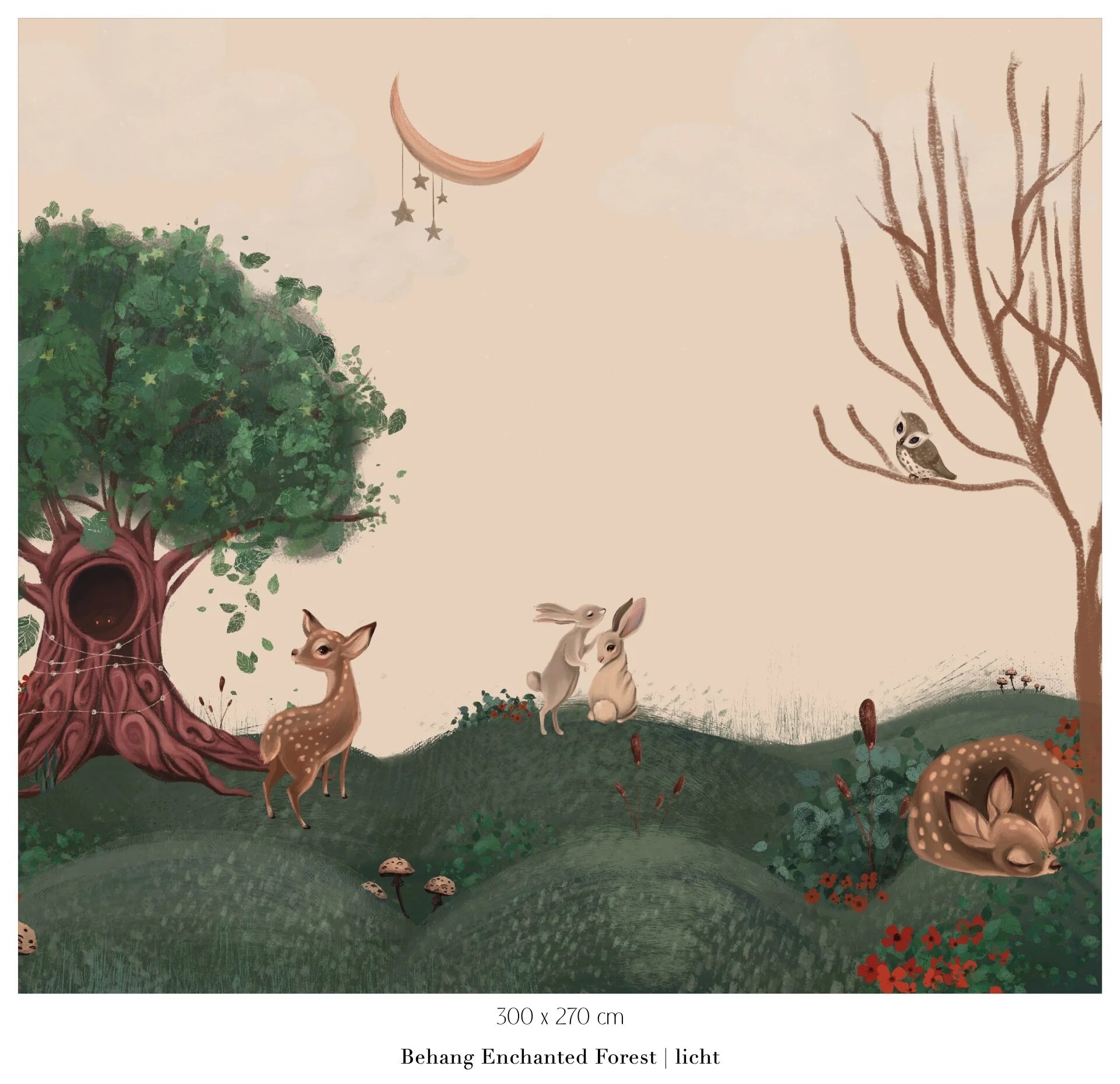 Collage behang Enchanted Forest - beige