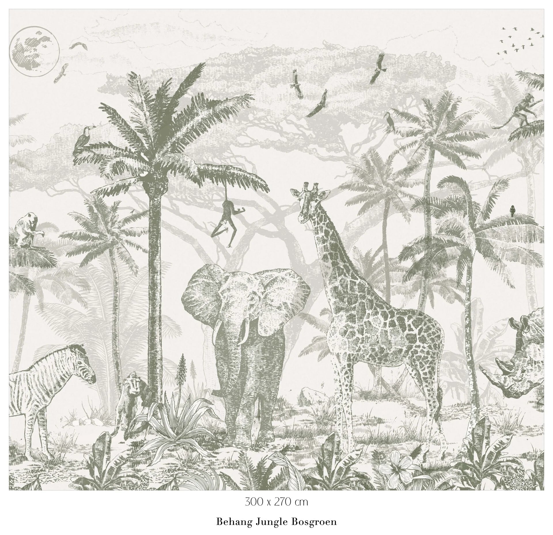 Collage behang Jungle - bosgroen