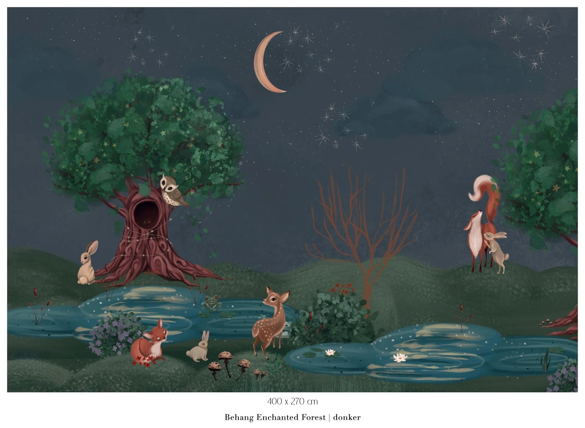 Collage wallpaper Enchanted Forest - blue