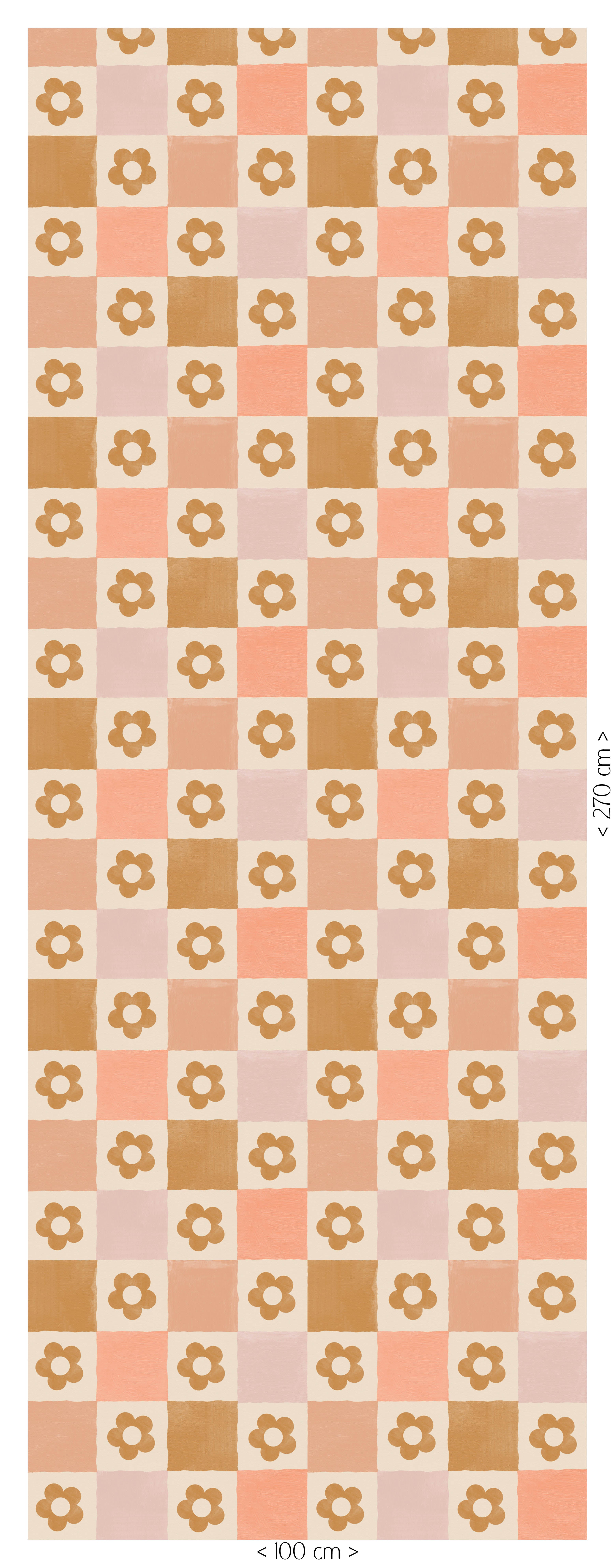 Wallpaper Checkered Checkered - lilac with flowers