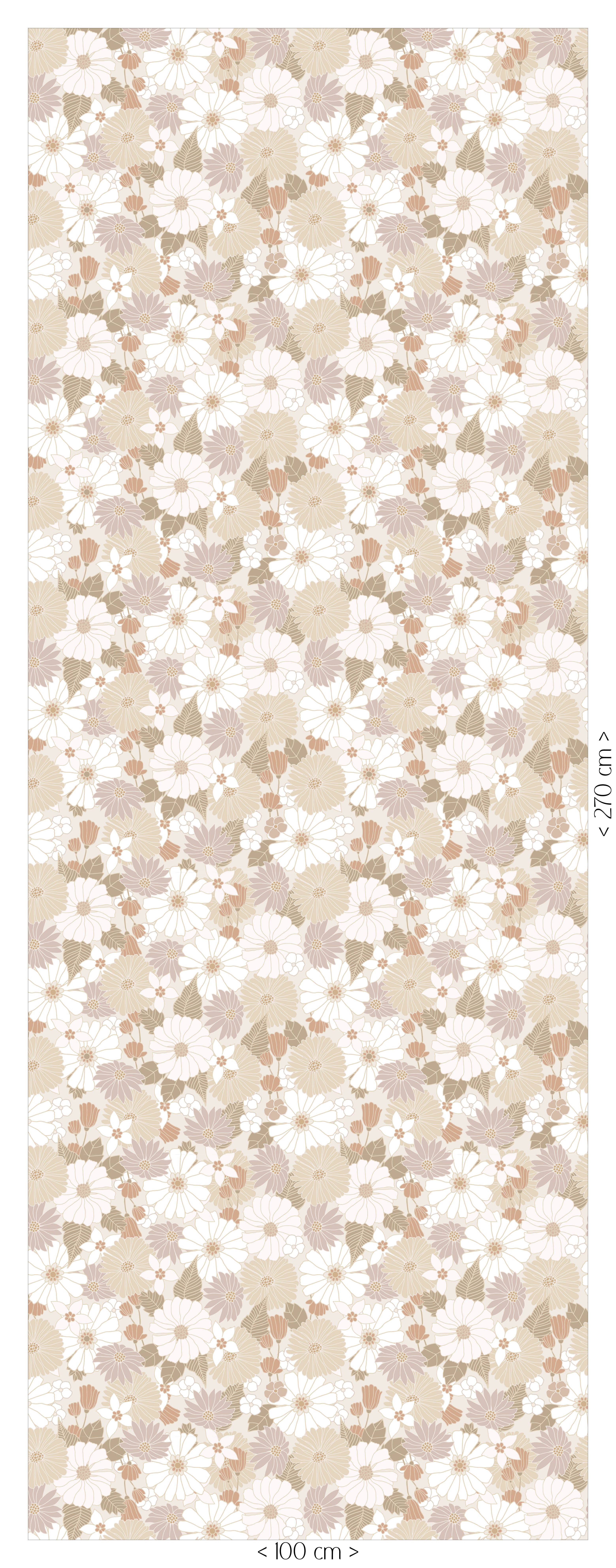 Behang Retro Flowers - beige