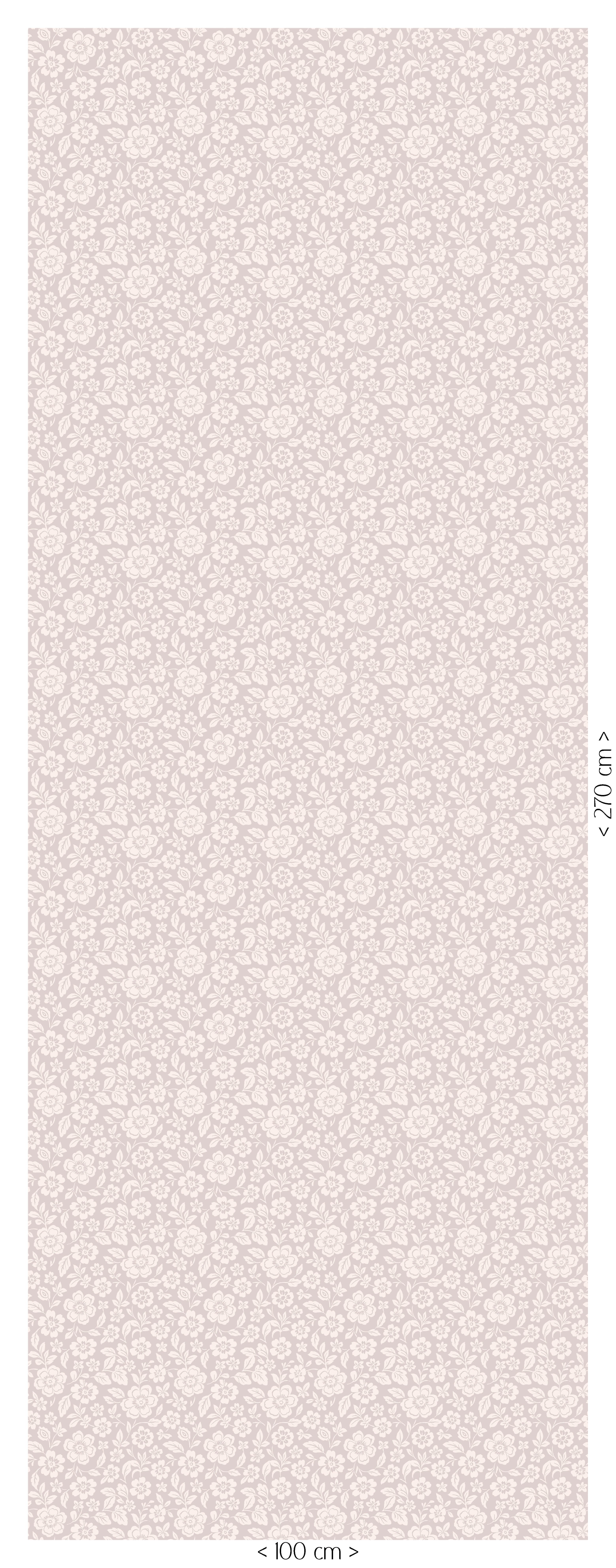 Meadow Bloom heather bloemenbehang van 100 bij 270 cm met crèmekleurige veldbloemen