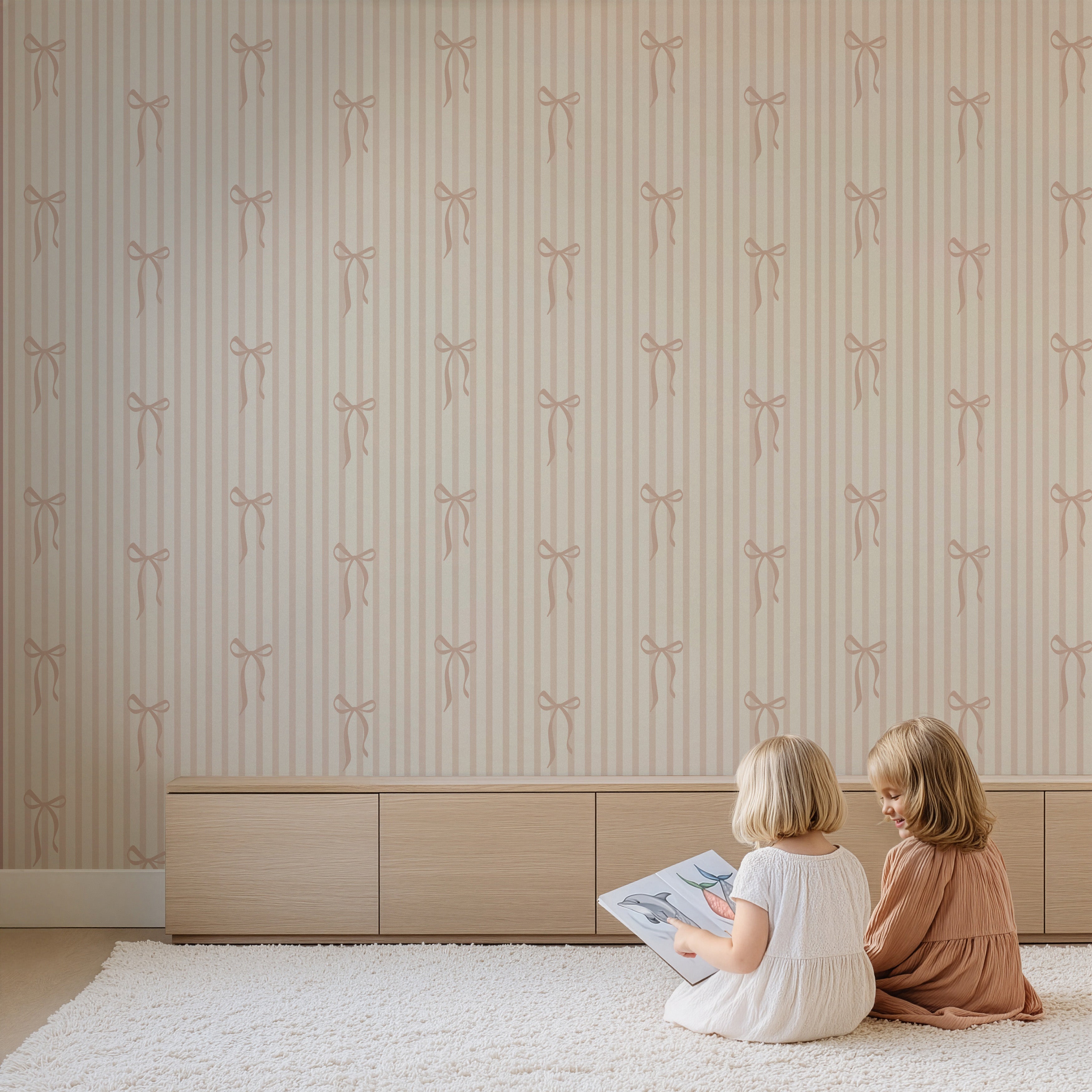 Wallpaper Striped Bows