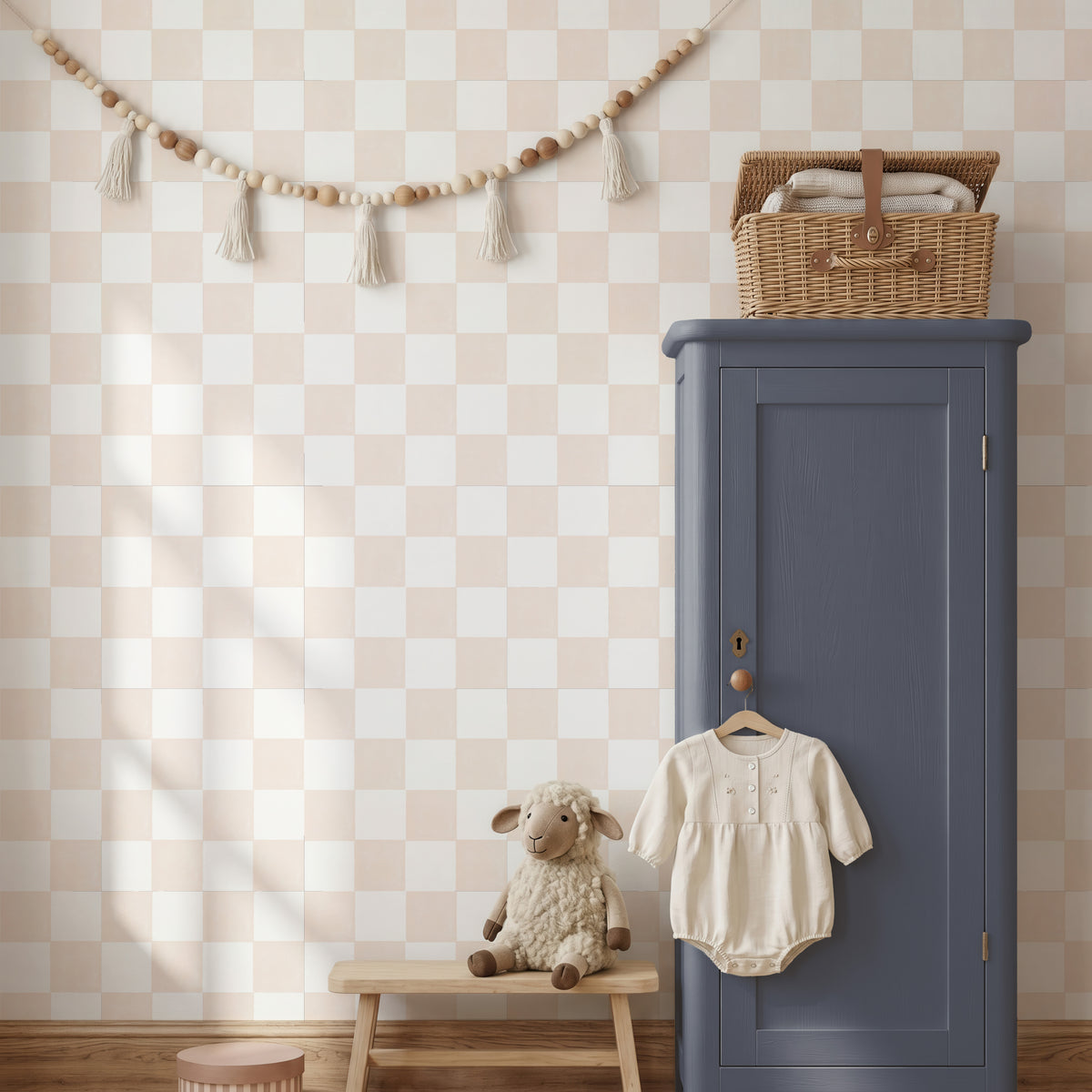 Behang Ruitje Ruitje - beige