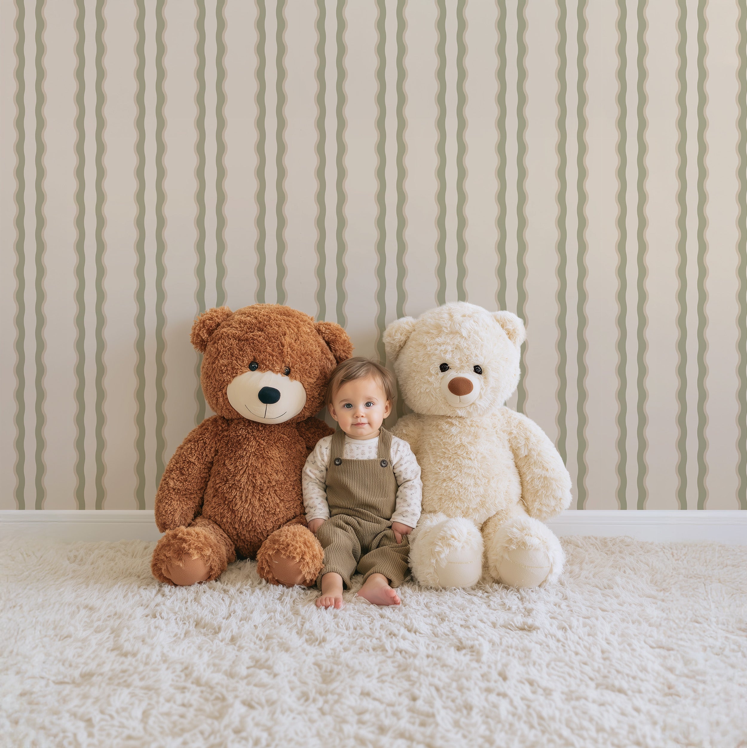 Wobbly Waves Wallpaper - green