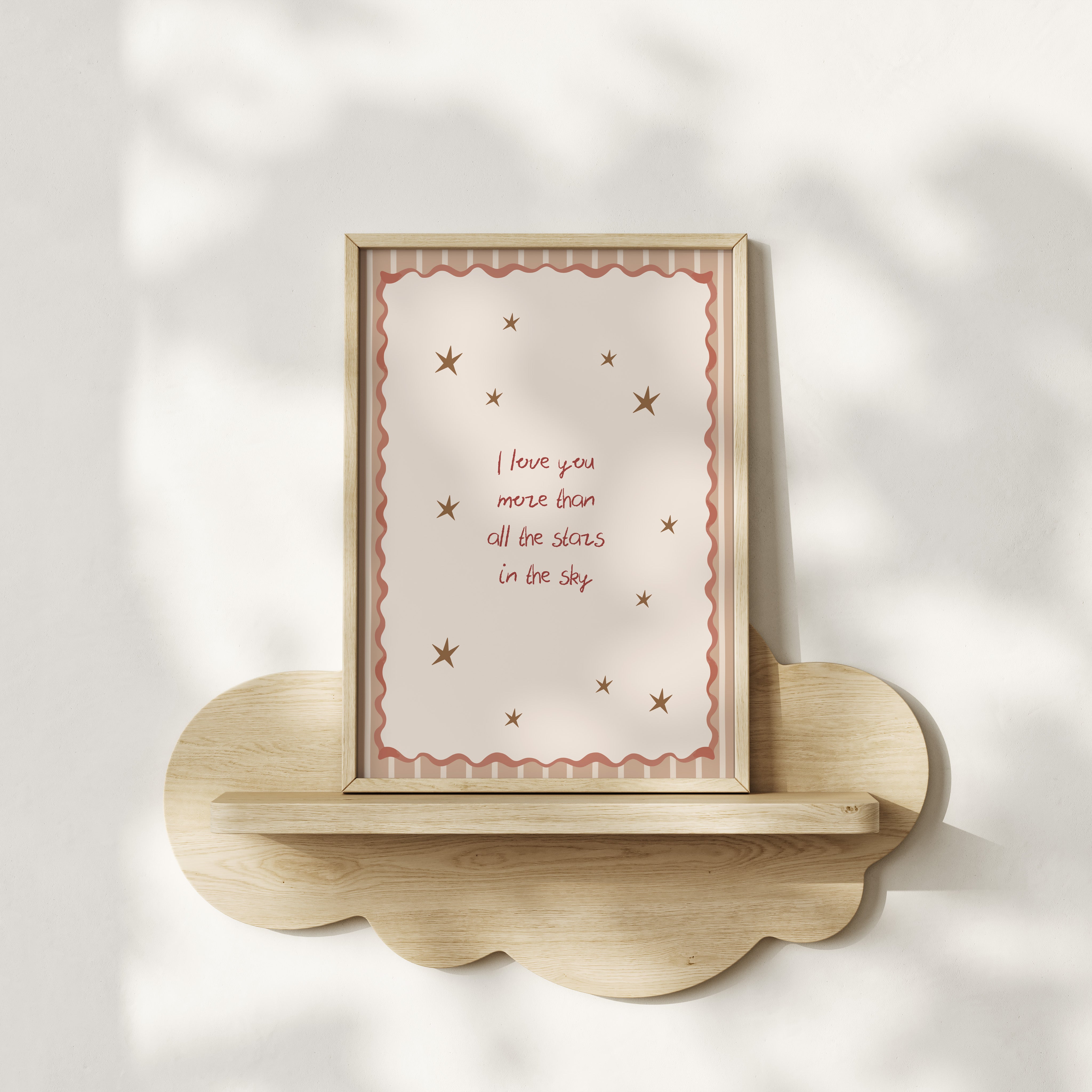 Children's room print - I love you more than all the stars | pink