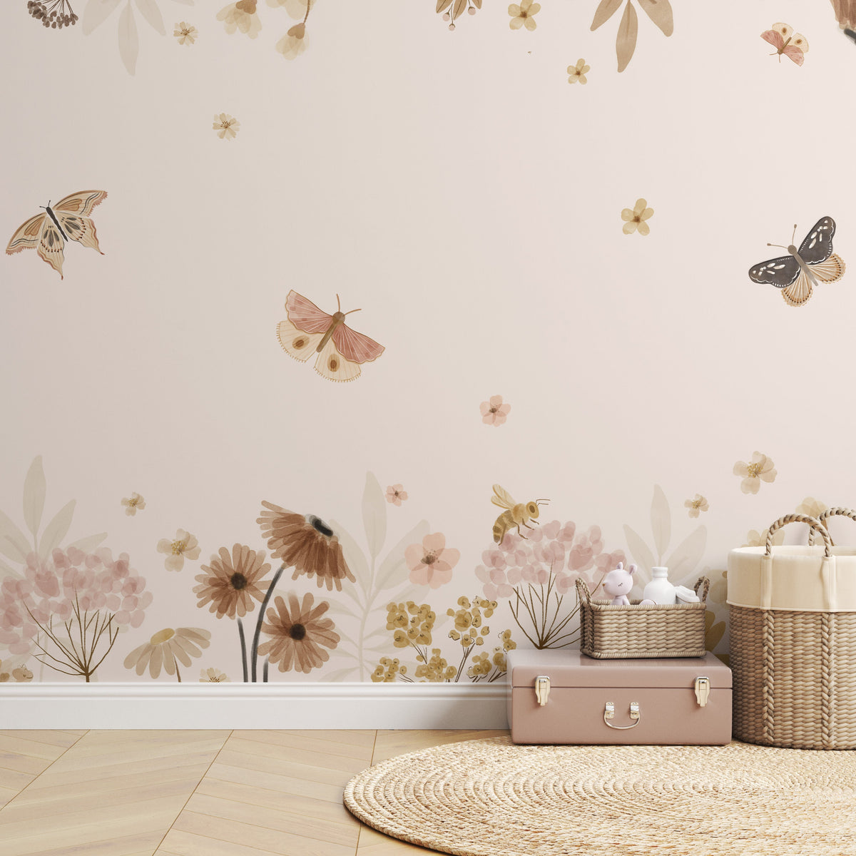 Vintage Garden behang van ELLIE Studio in een sfeervolle kinderkamer