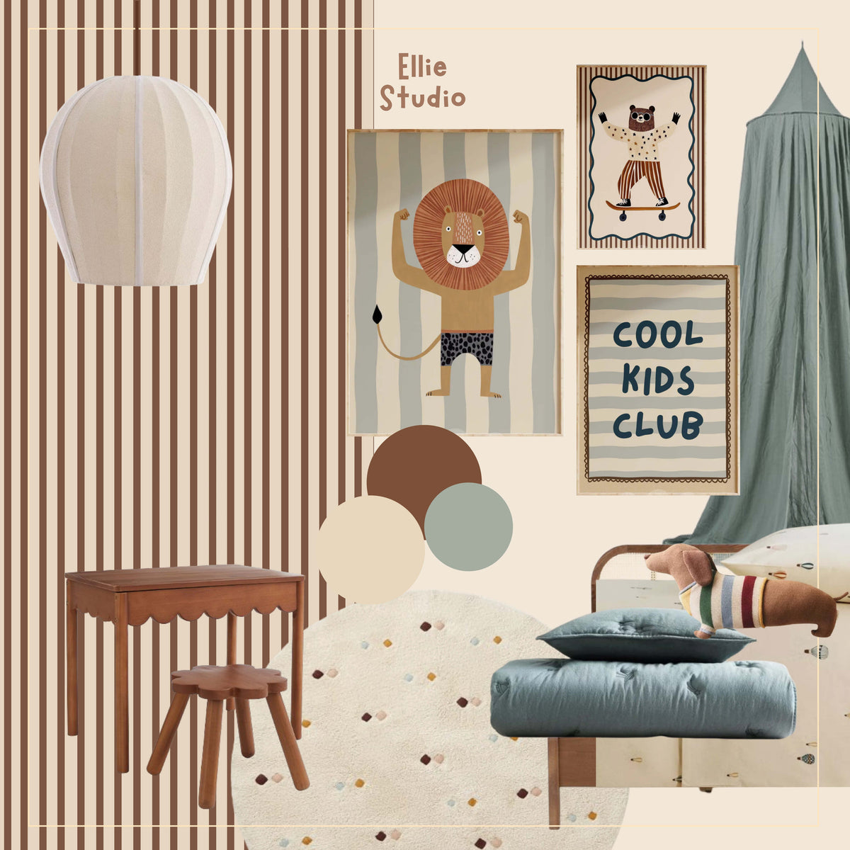 Kinderkamer inspiratie: Een stoere én gezellige jongenskamer met strepen en posters.