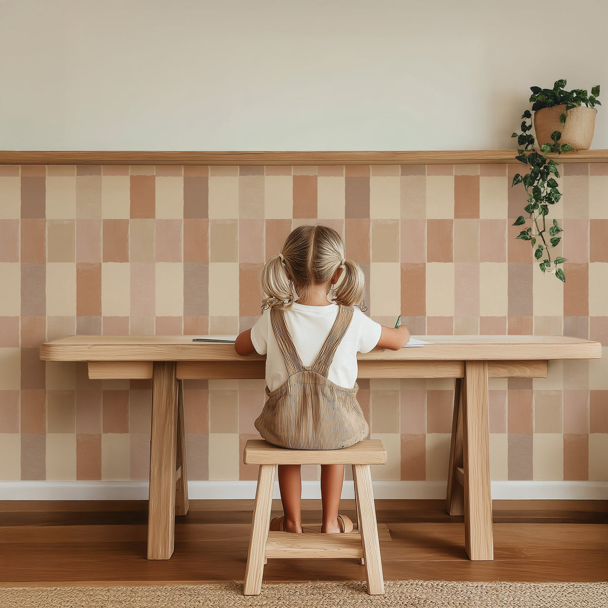 Kinderbureau voor Tegeltje Tegeltje nude als behanglambrisering