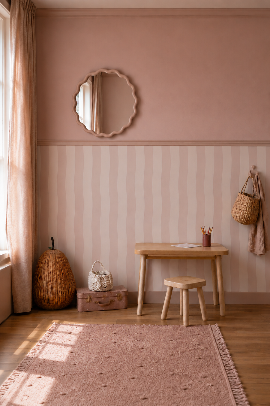 Wallpaper Wavy Stripes - old rose