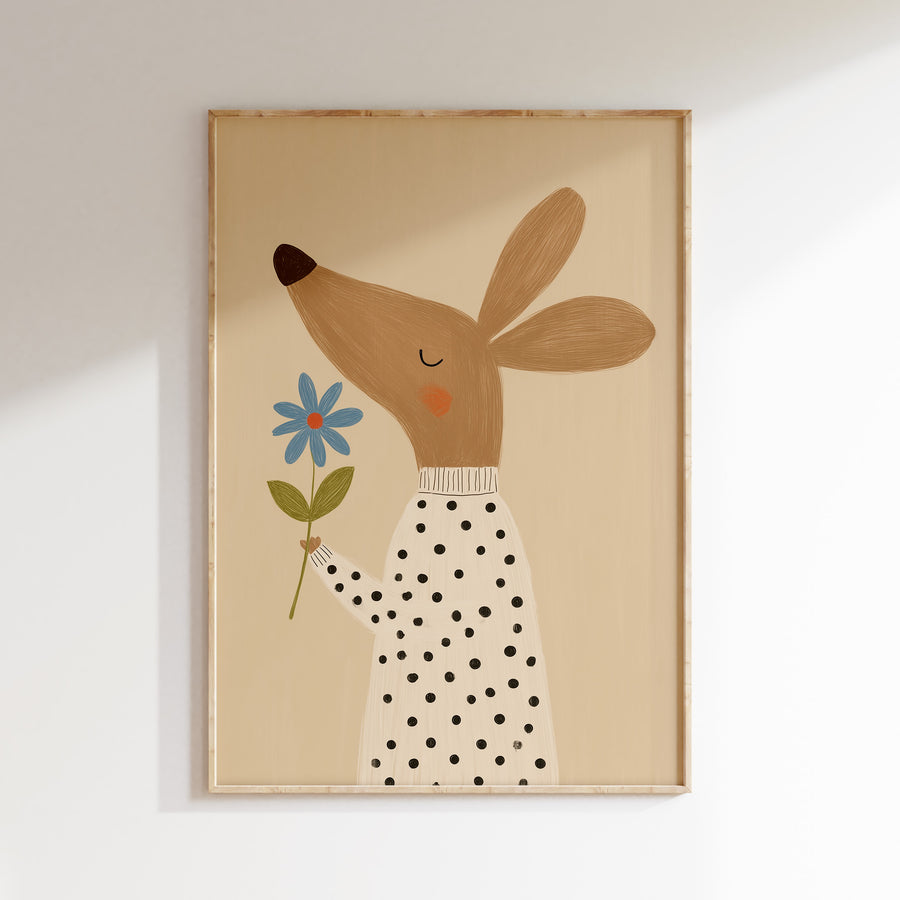Kinderkamer print - Hert met bloem