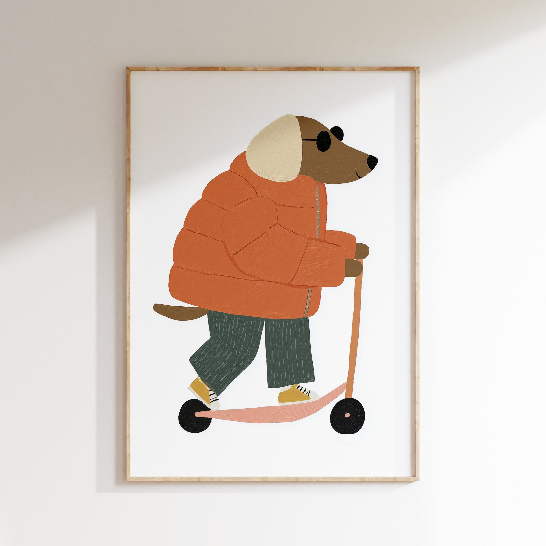 Children's room print - Dog on scooter