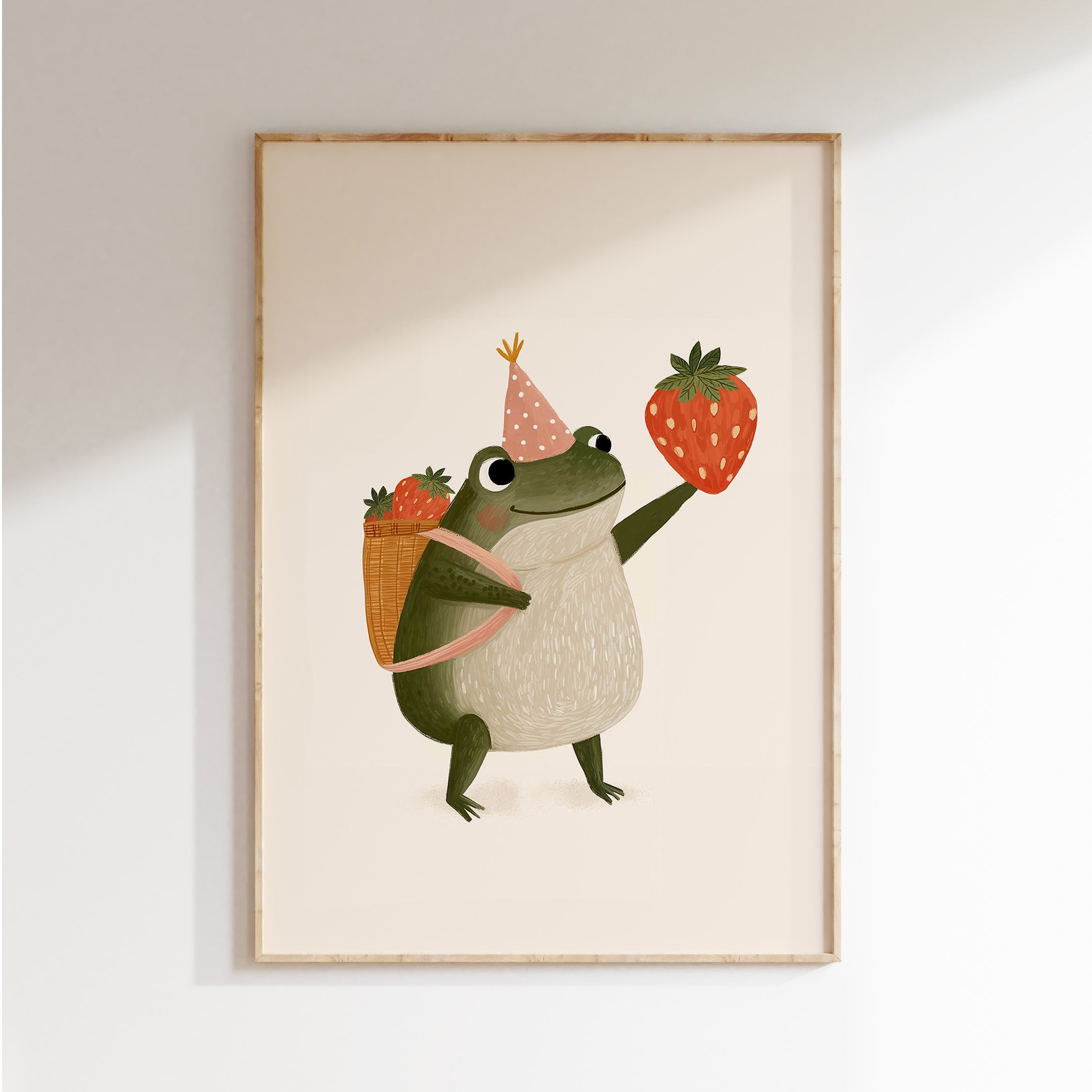 Kinderkamer print - Kikker met aardbei