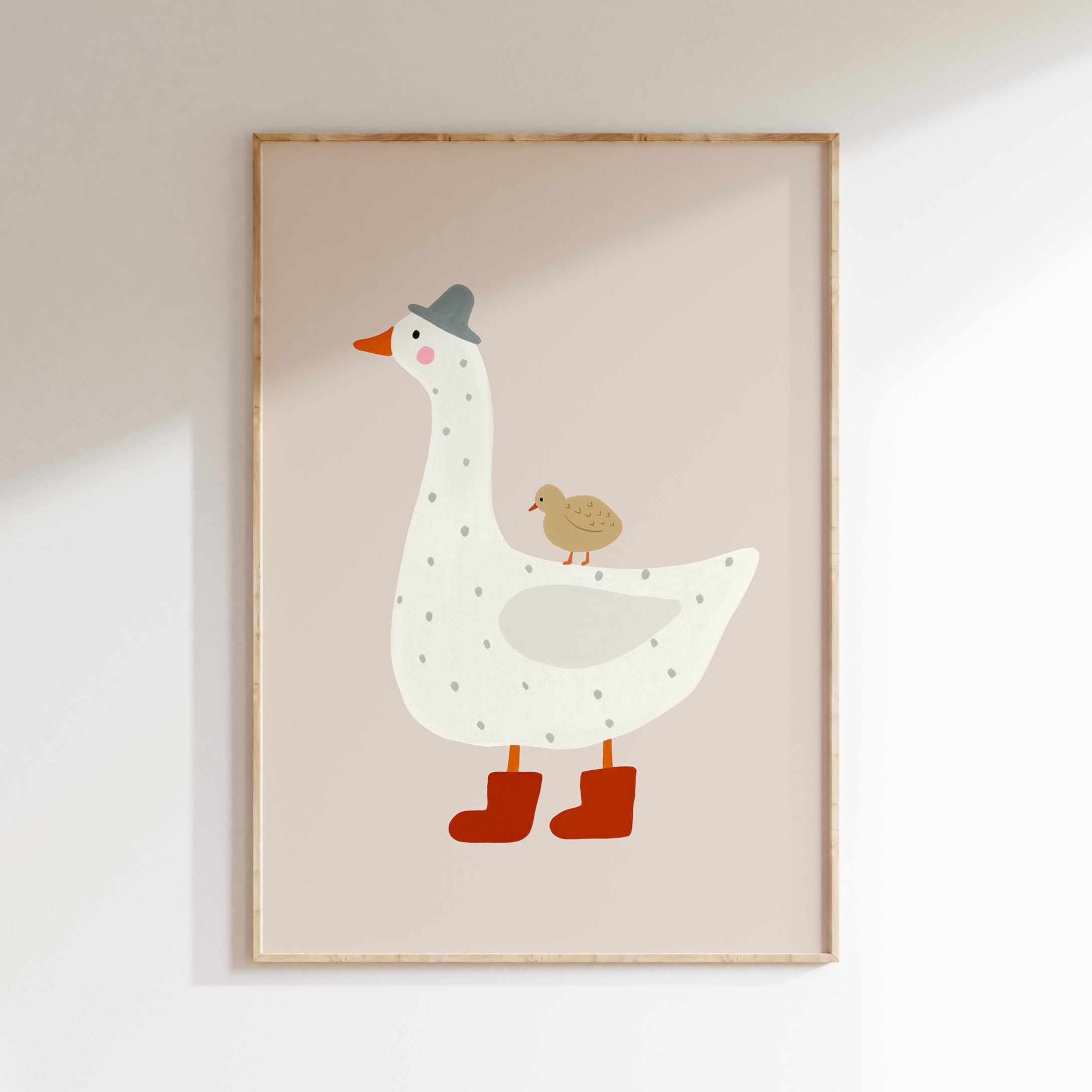 Nursery print - Goose with chick