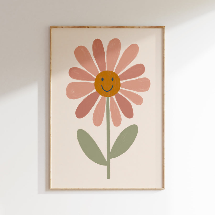Kinderkamer print - Vrolijke bloem