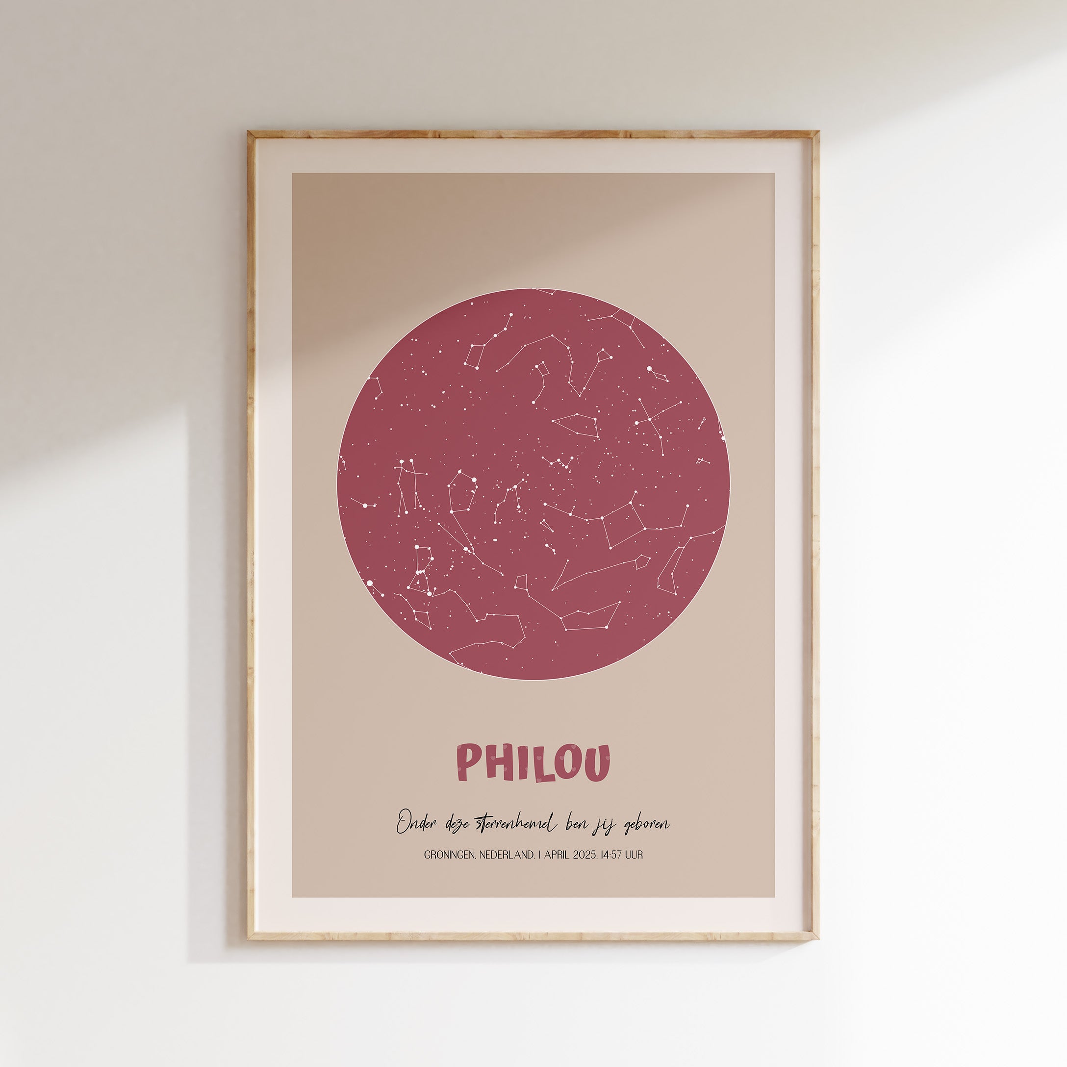 Sterrenhemel poster - KLEINE GROTE BEER | roze