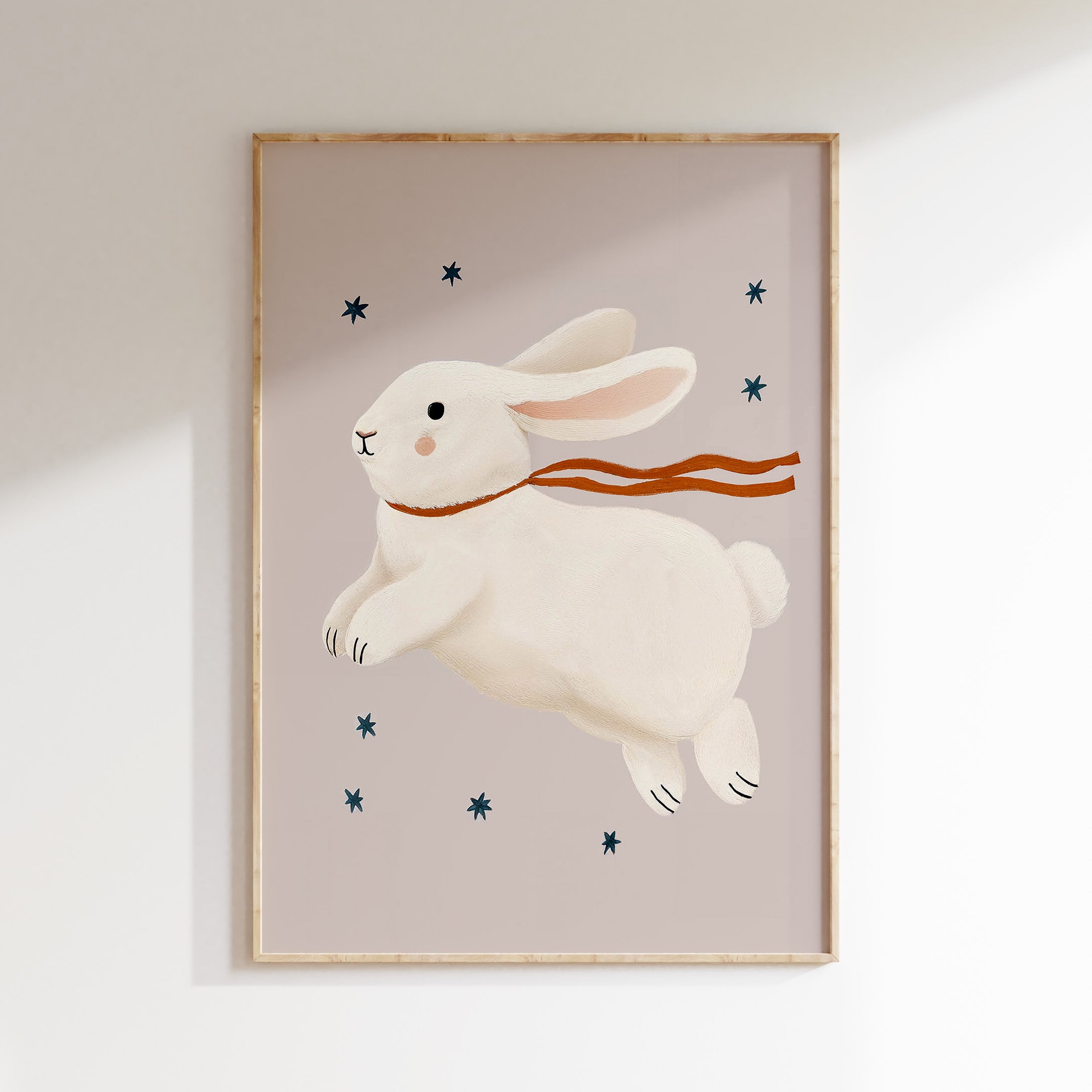 Kinderkamer print - Vliegend konijntje